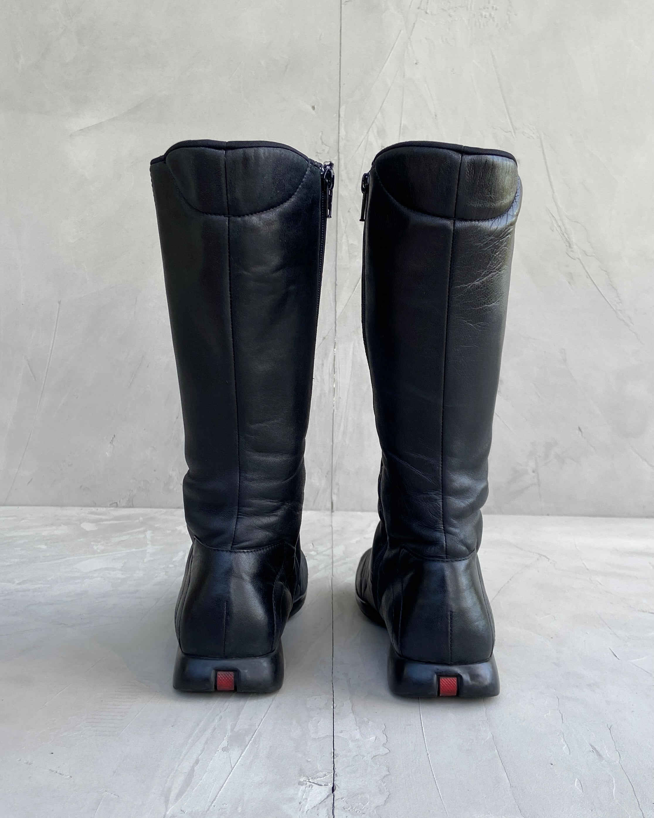 PRADA SPORT 90'S SQUARE SOLE LEATHER BOOTS - UK 4.5