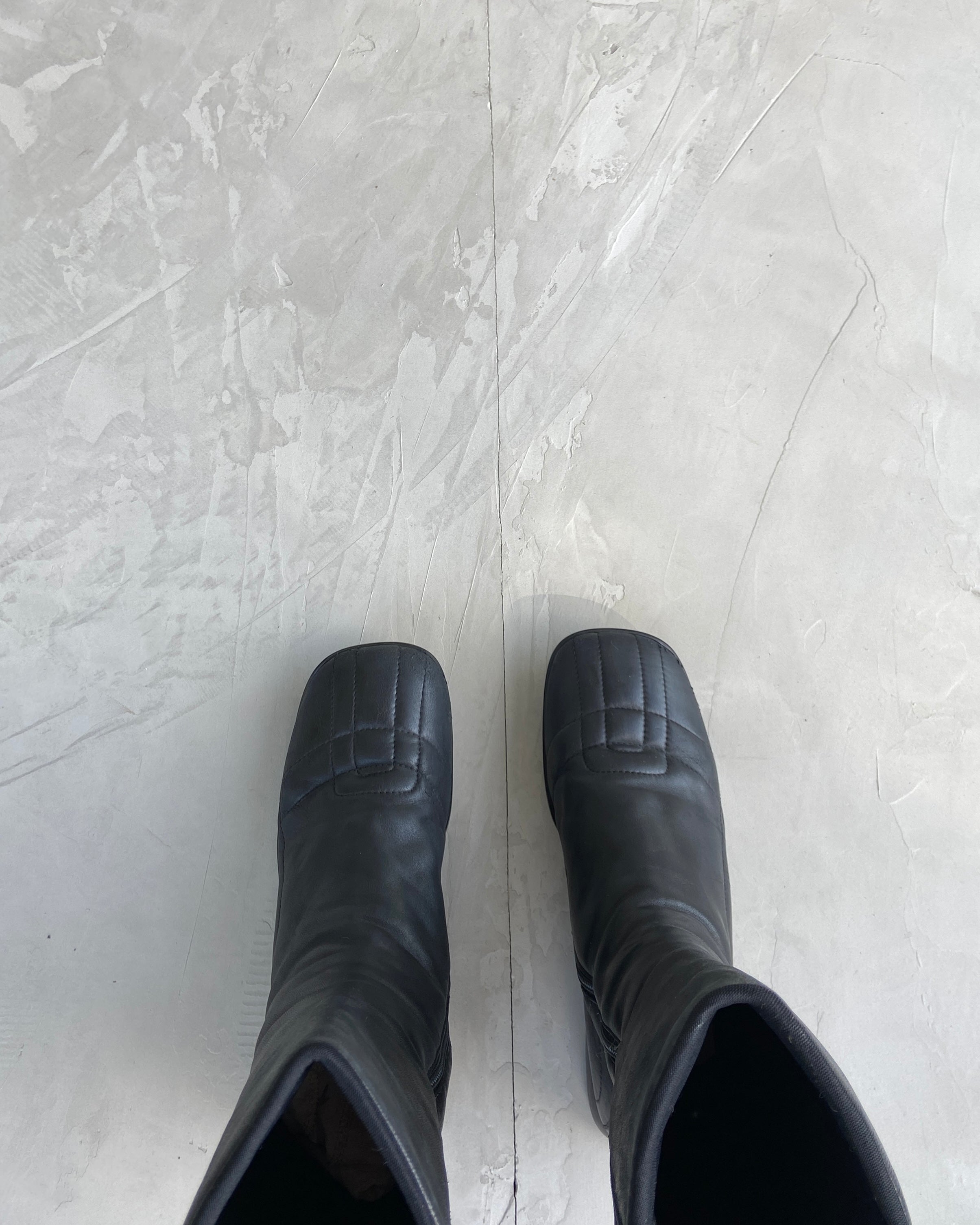 PRADA SPORT 90'S SQUARE SOLE LEATHER BOOTS - UK 4.5