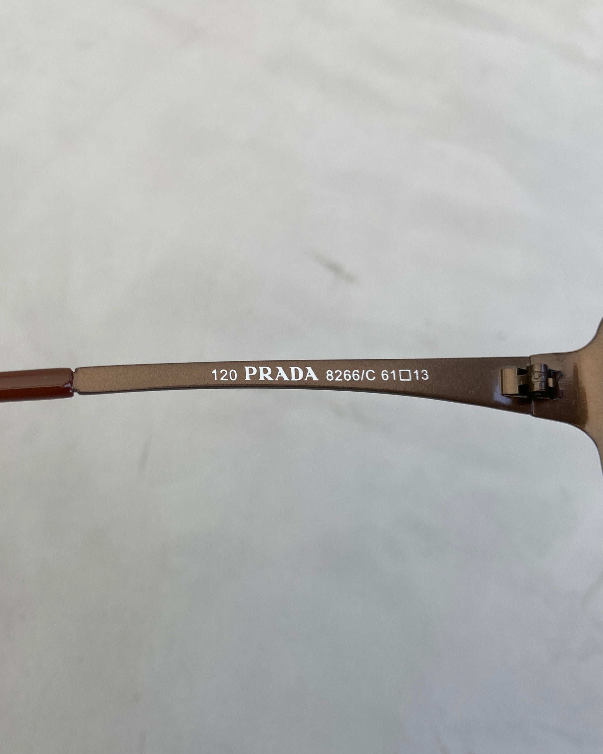 PRADA 90'S RIMLESS WRAP AROUND BROWN SUNGLASSES