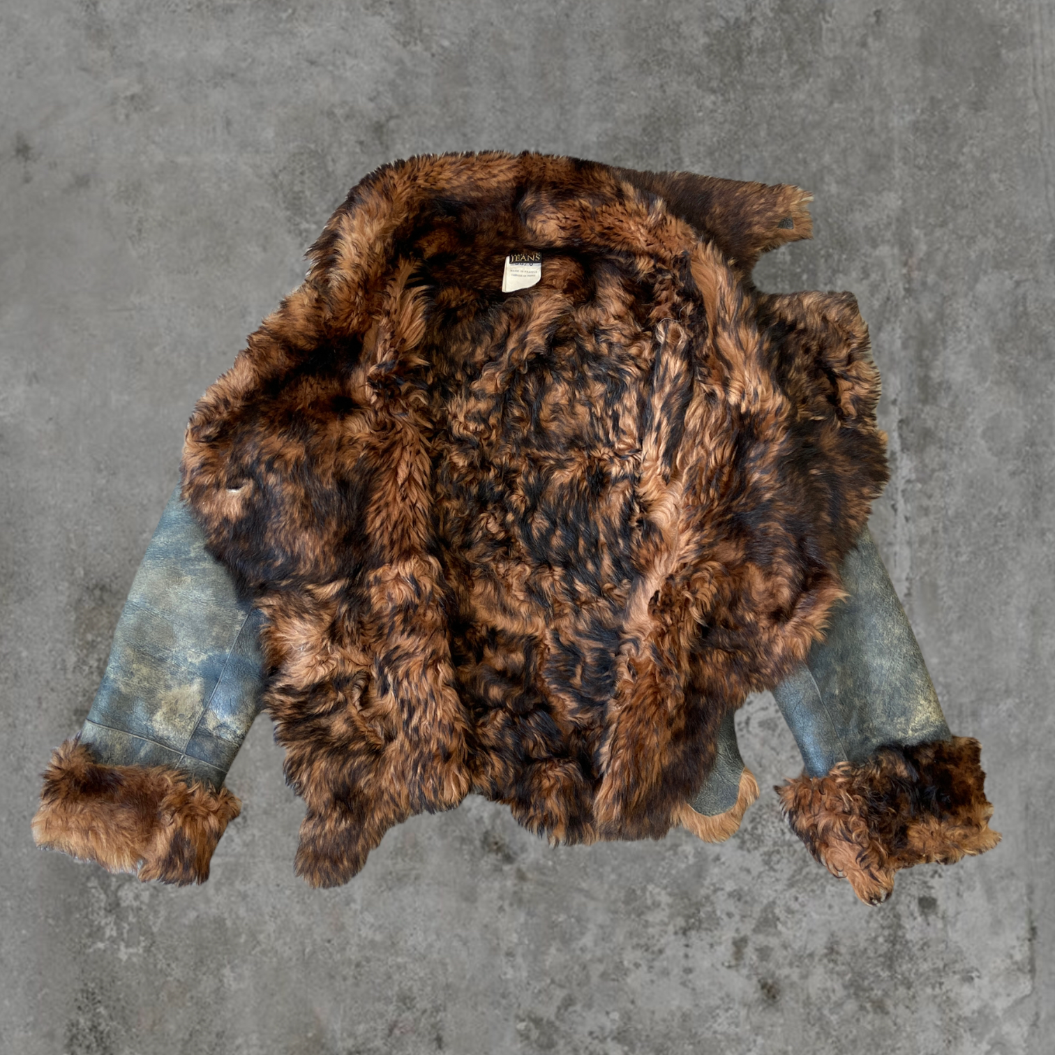 PLEIN SUD LEATHER & FUR COAT - S