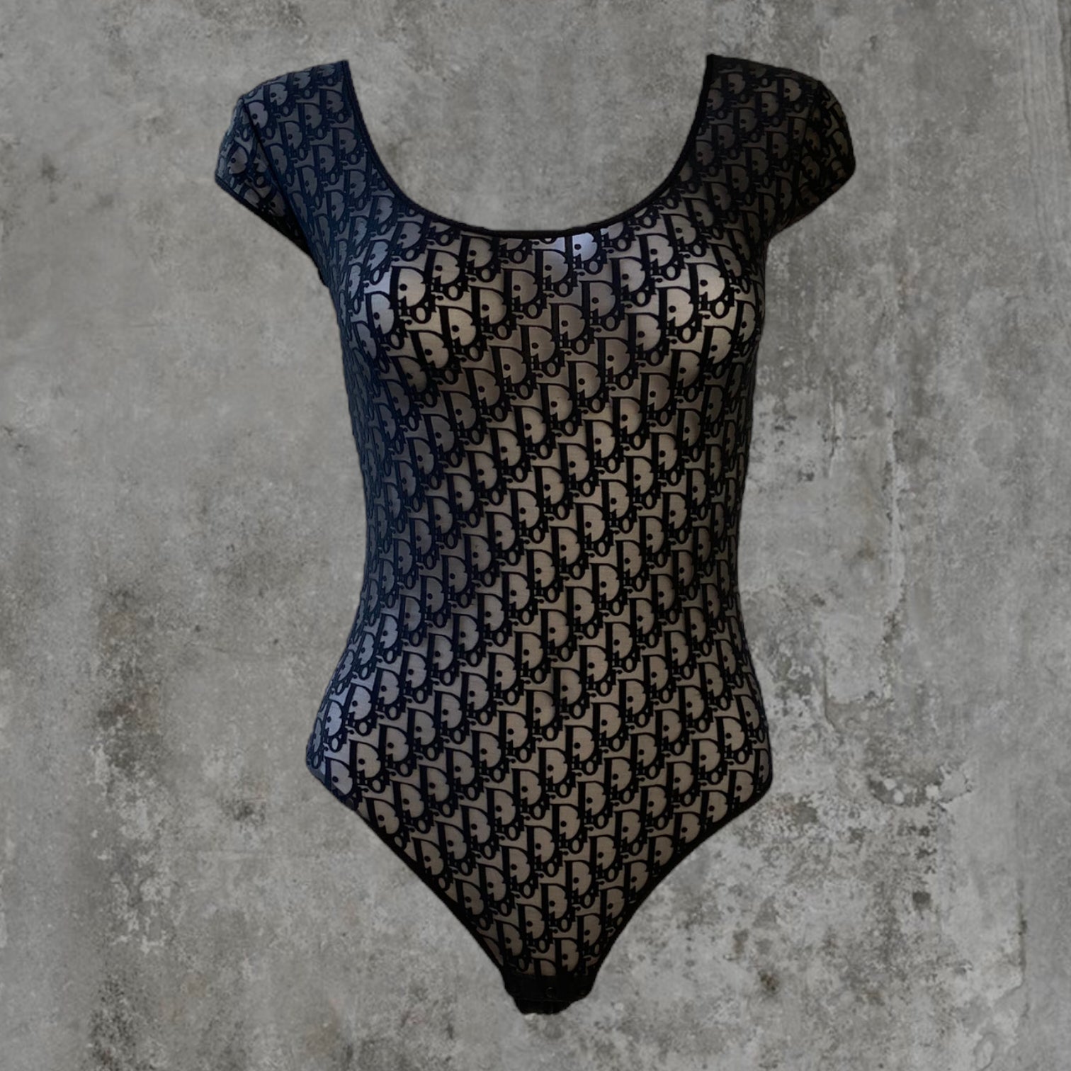 DIOR SHEER MONOGRAM BODYSUIT - M