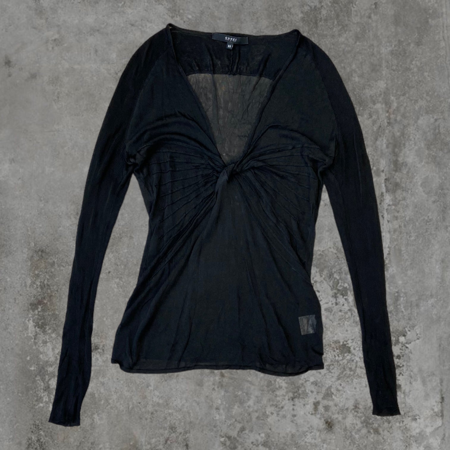 SS05 GUCCI BY TOM FORD SHEER V-NECK MESH TOP - S