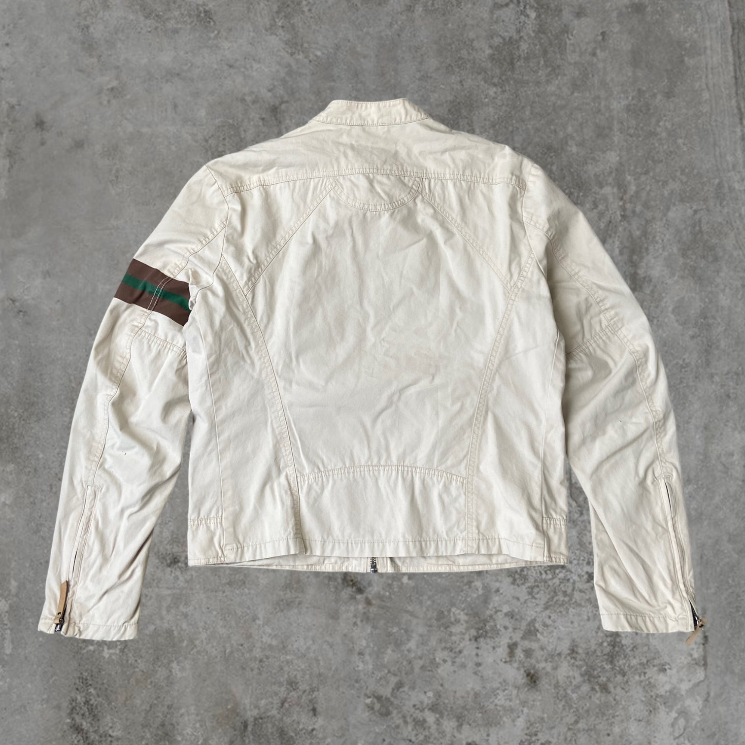 DIESEL WHITE COTTON RACER JACKET - L