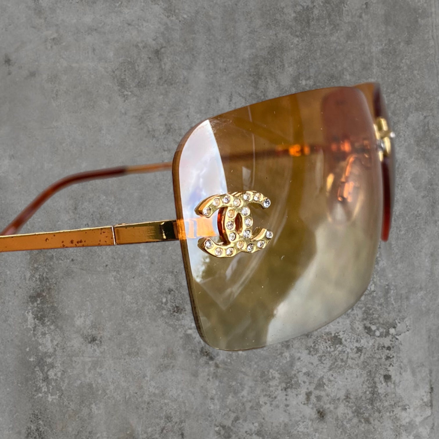 00'S CHANEL RIMLESS DIAMANTÉ SUNGLASSES