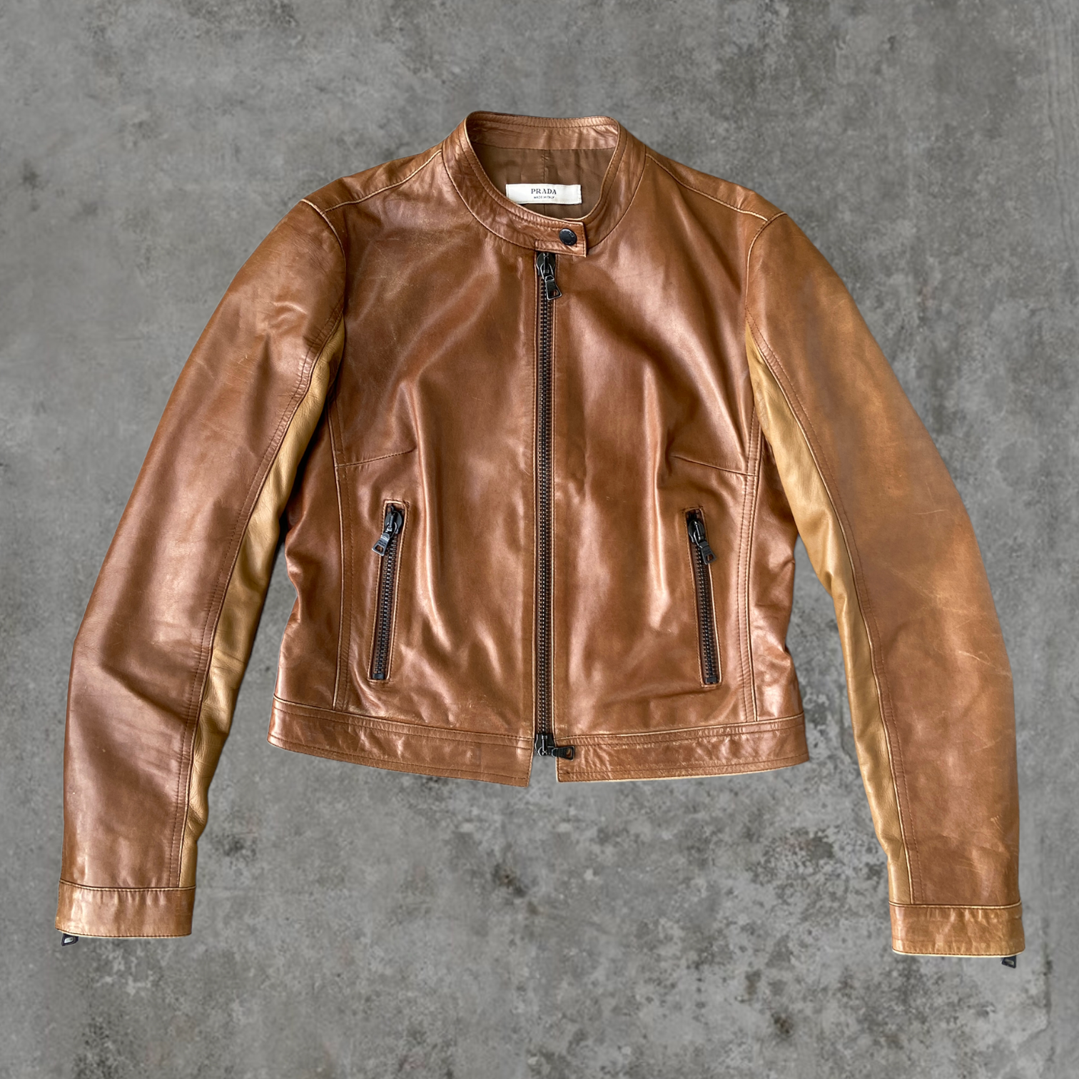 PRADA SOFT BROWN LEATHER JACKET - M