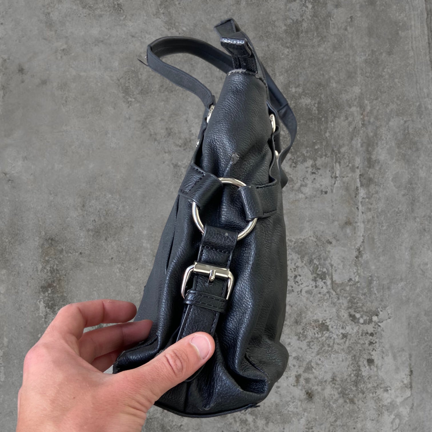 THIERRY MUGLER LEATHER AND CHROME STAR SHOULDER BAG