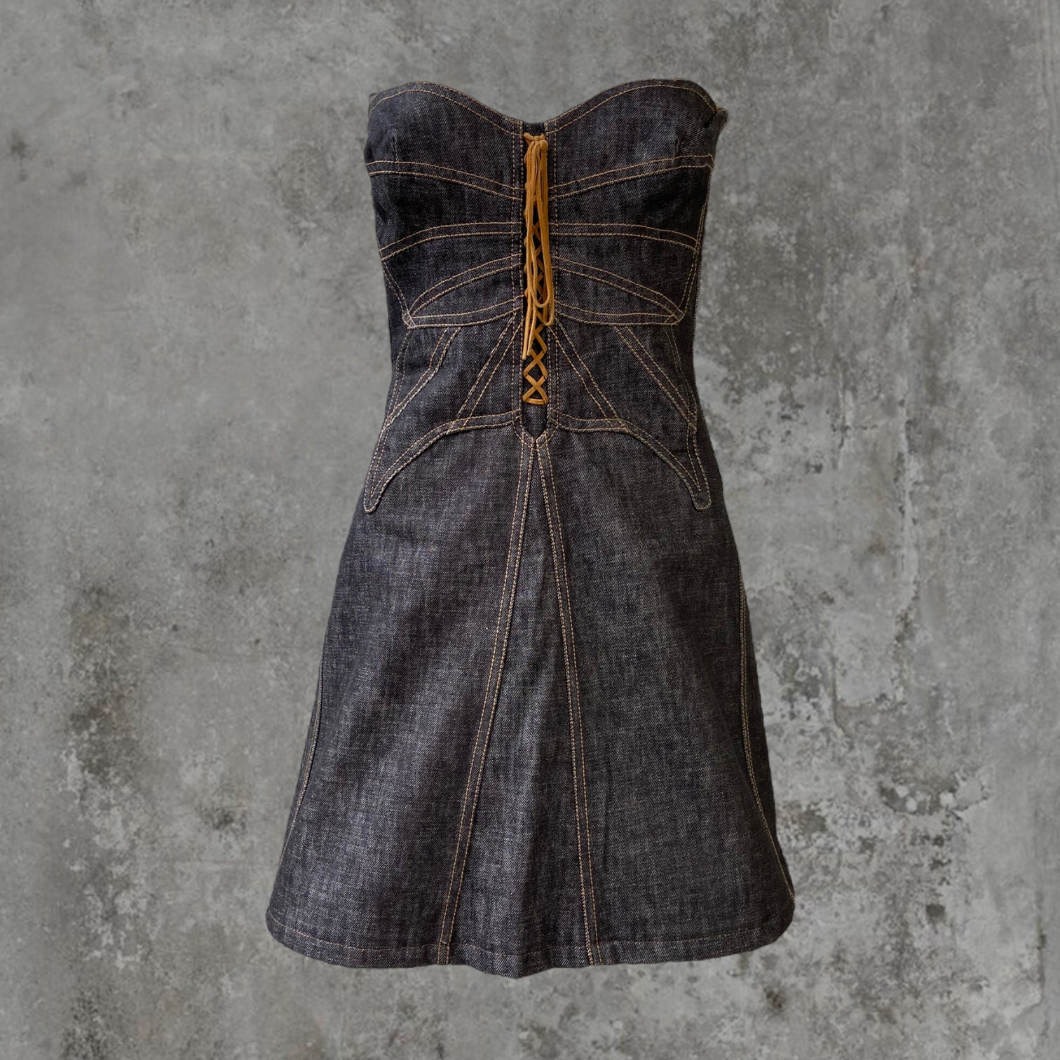 SS02 DOLCE AND GABBANA D&G BUTTERFLY DENIM DRESS - M/L