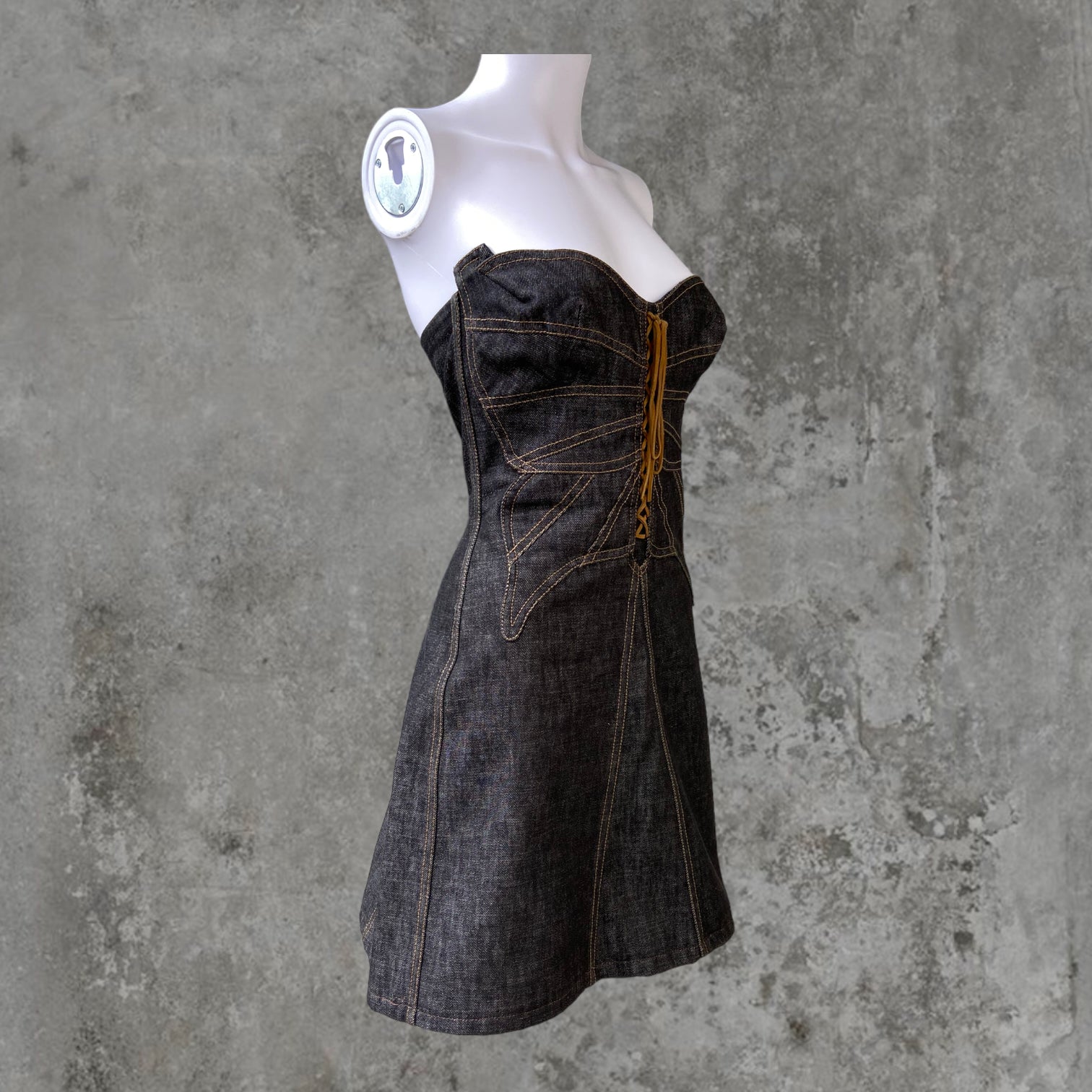 SS02 DOLCE AND GABBANA D&G BUTTERFLY DENIM DRESS - M/L