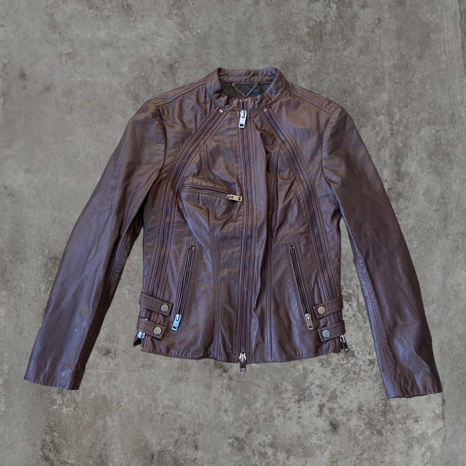 DIESEL 00'S MULTI-POCKET LEATHER JACKET - S