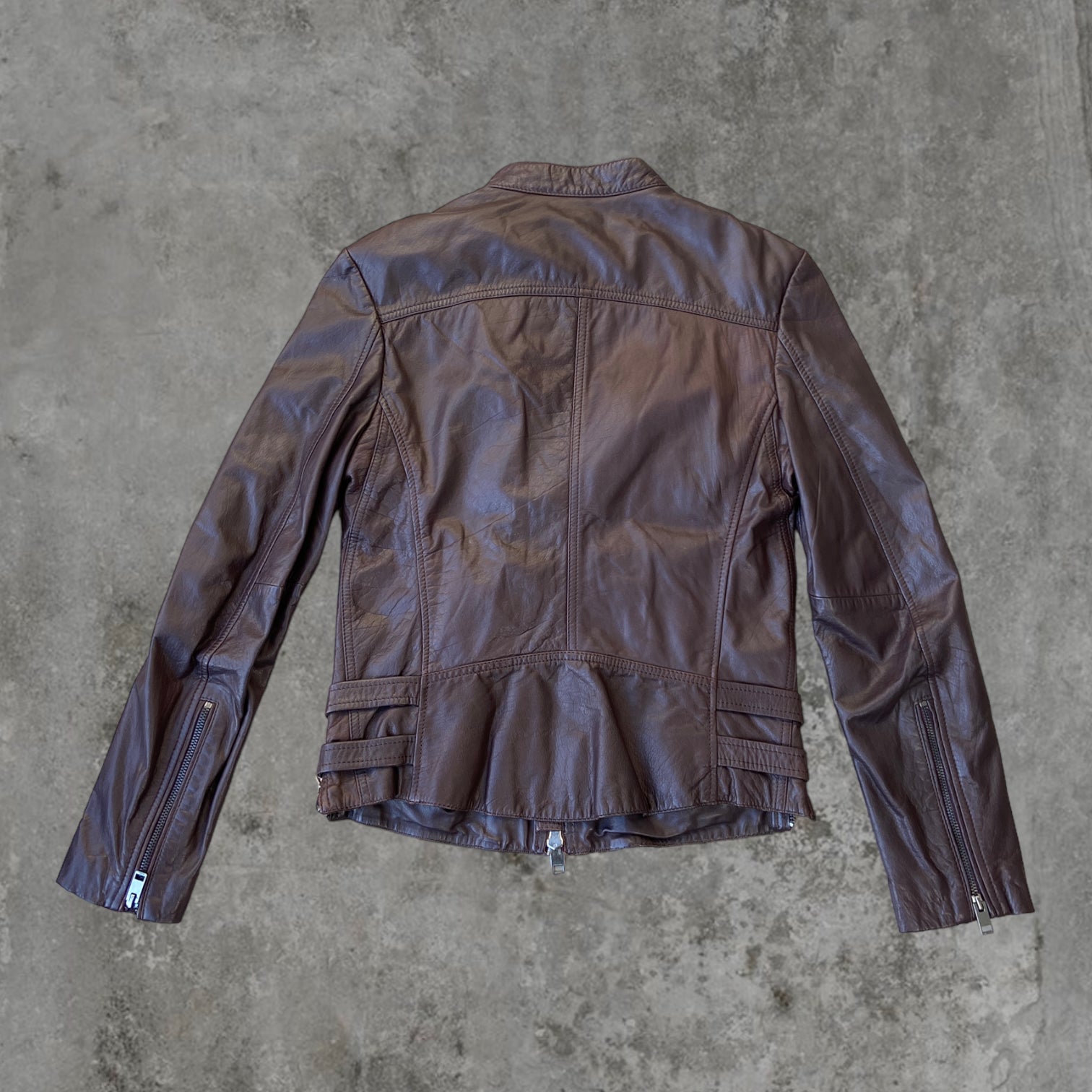 DIESEL 00'S MULTI-POCKET LEATHER JACKET - S