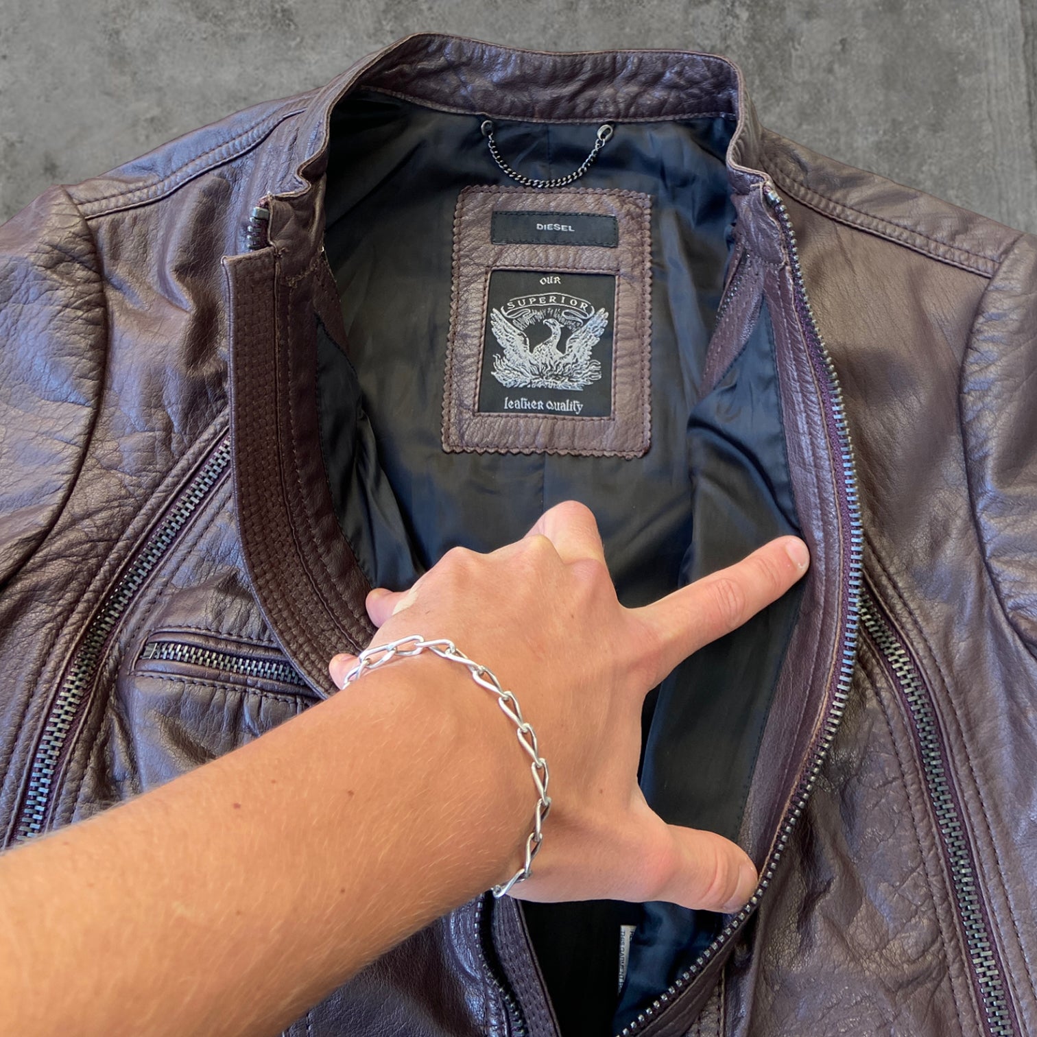 DIESEL 00'S MULTI-POCKET LEATHER JACKET - S