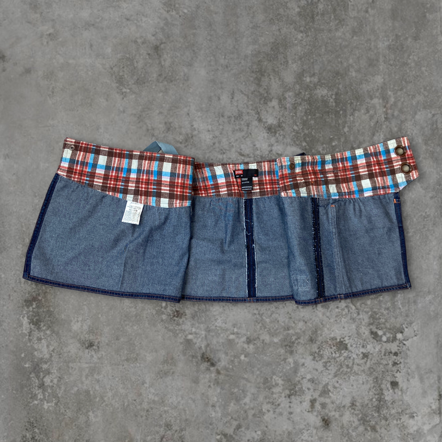 DIESEL DENIM ASYMMETRIC WRAP MINI SKIRT - W30"