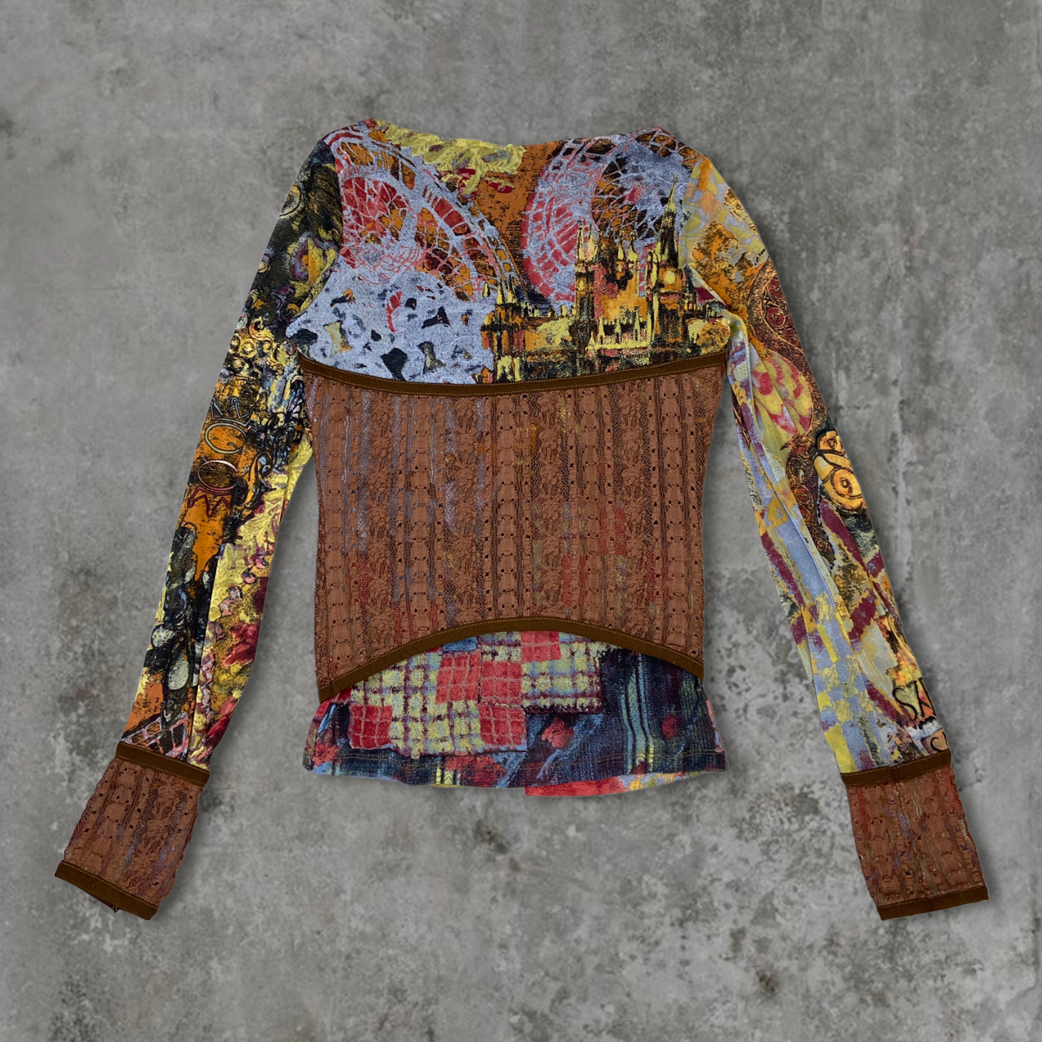 SAVE THE QUEEN CORSET LACE MESH TOP - L