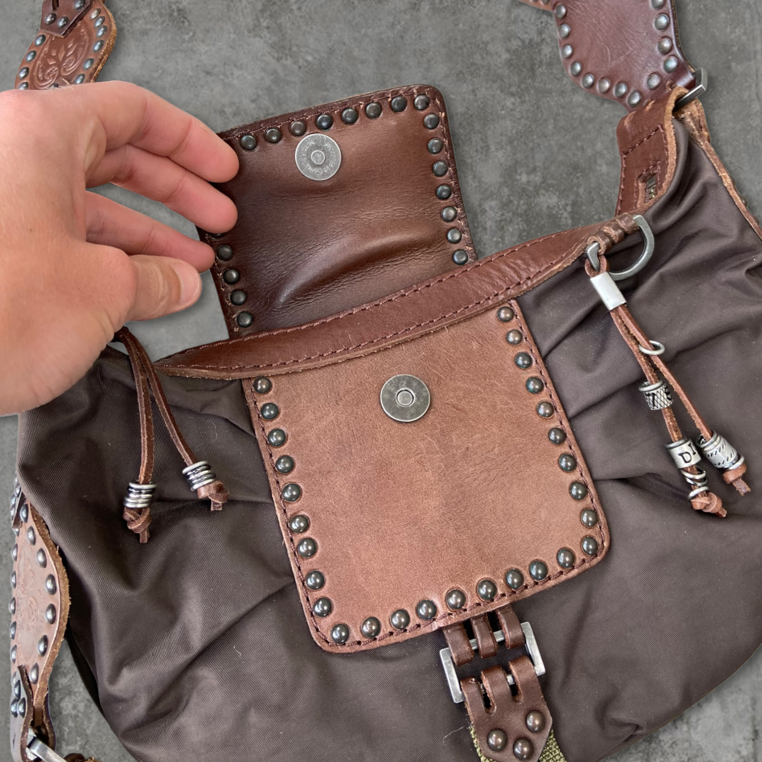 DIESEL LEATHER AND NYLON SIDE BAG