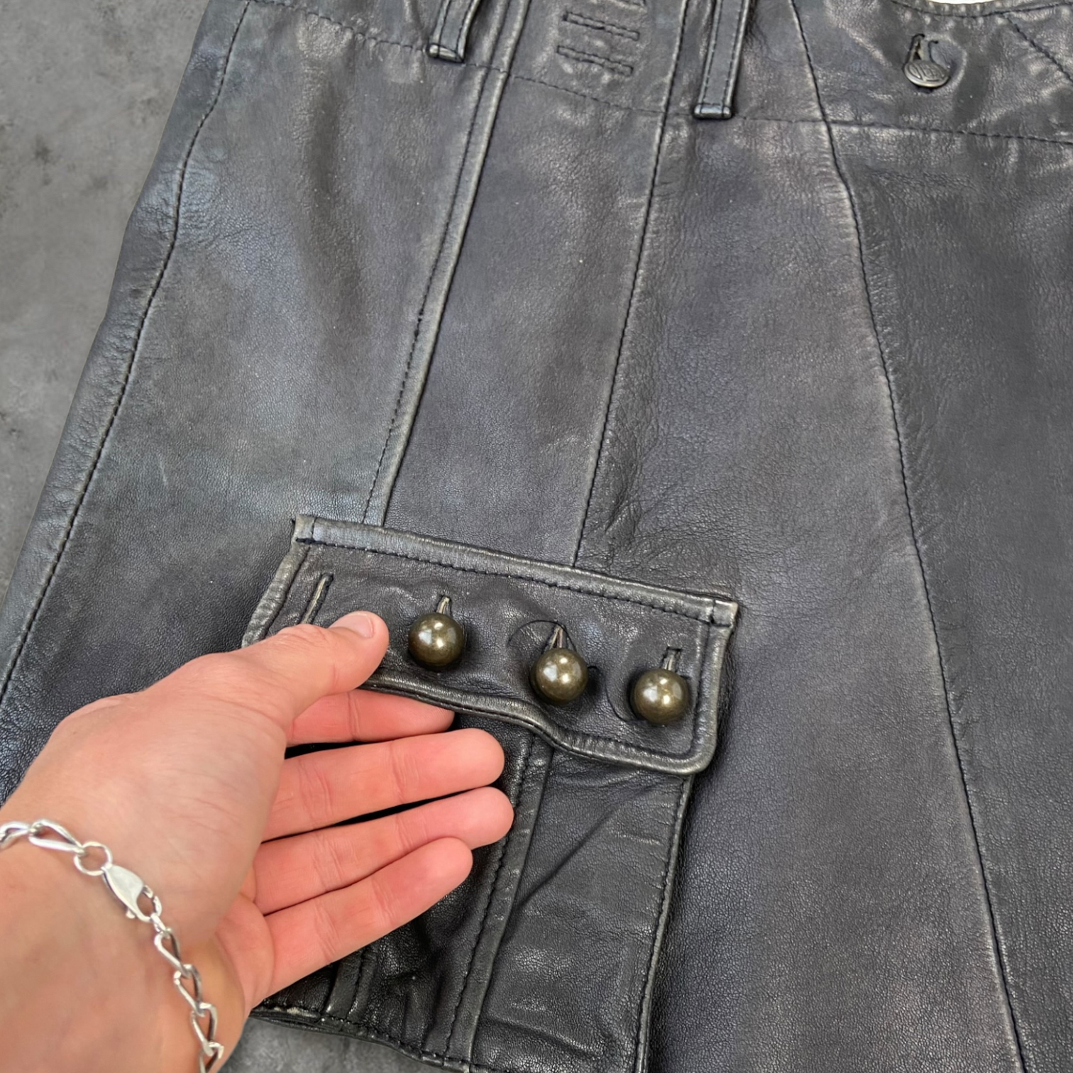 DIESEL LEATHER WRAP MINI SKIRT - W32