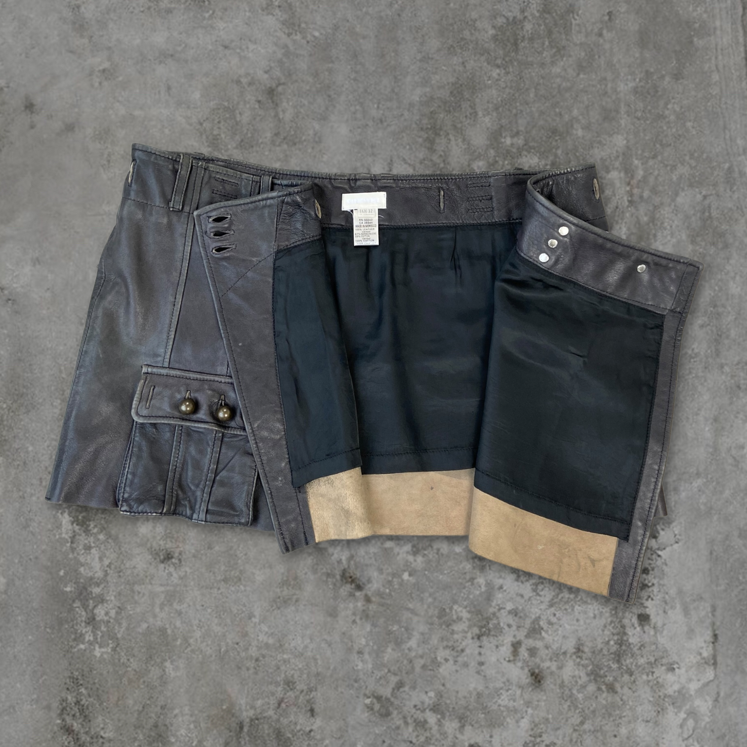 DIESEL LEATHER WRAP MINI SKIRT - W32