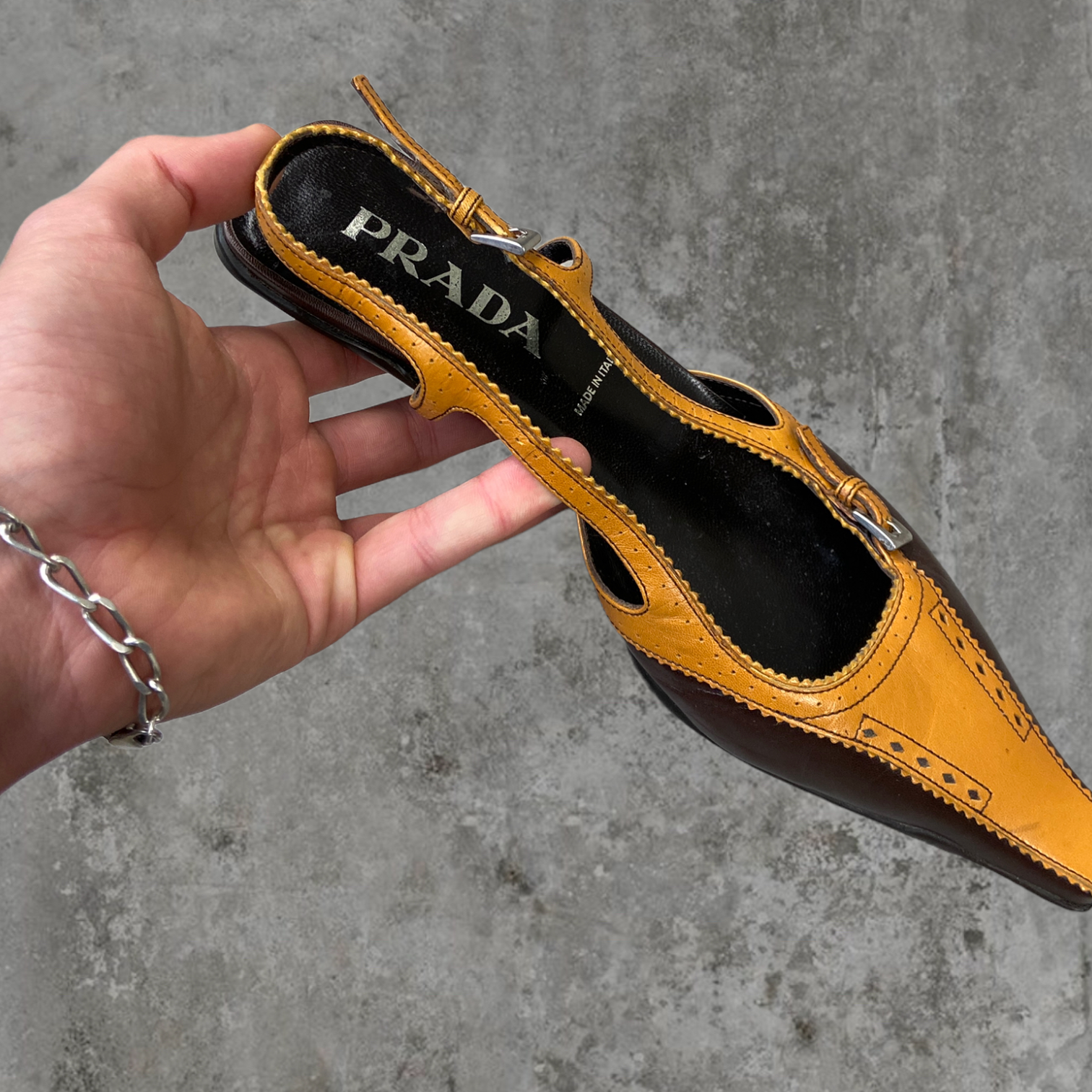 PRADA SLING BACK KITTEN HEELS - UK 5.5 / EU 38.5