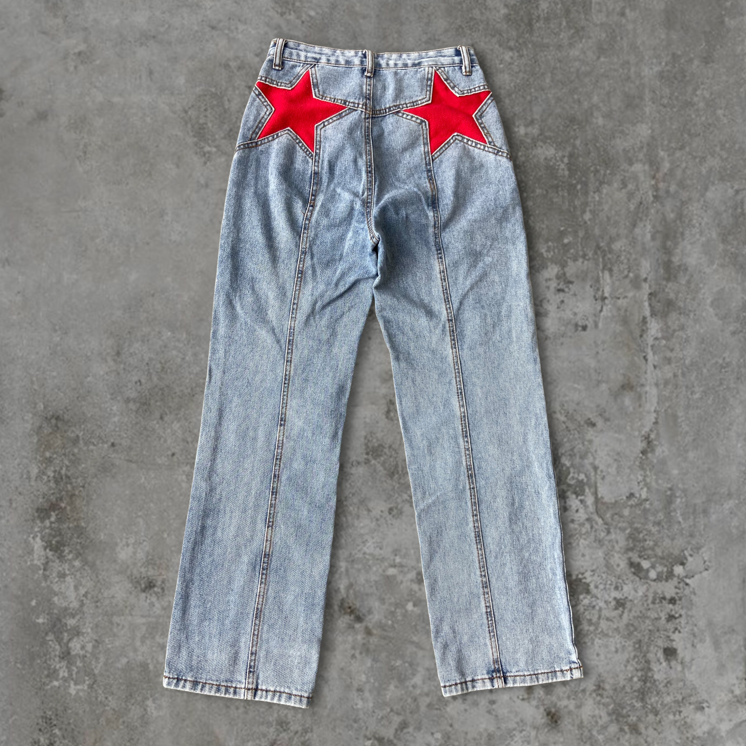 STAR WIDE-LEG DENIM JEANS - S
