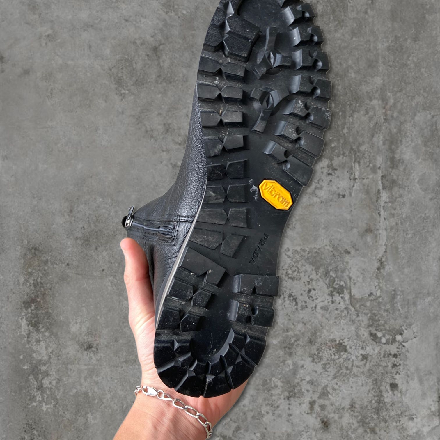 PRADA LEATHER VIBRAM SOLE BOOTS