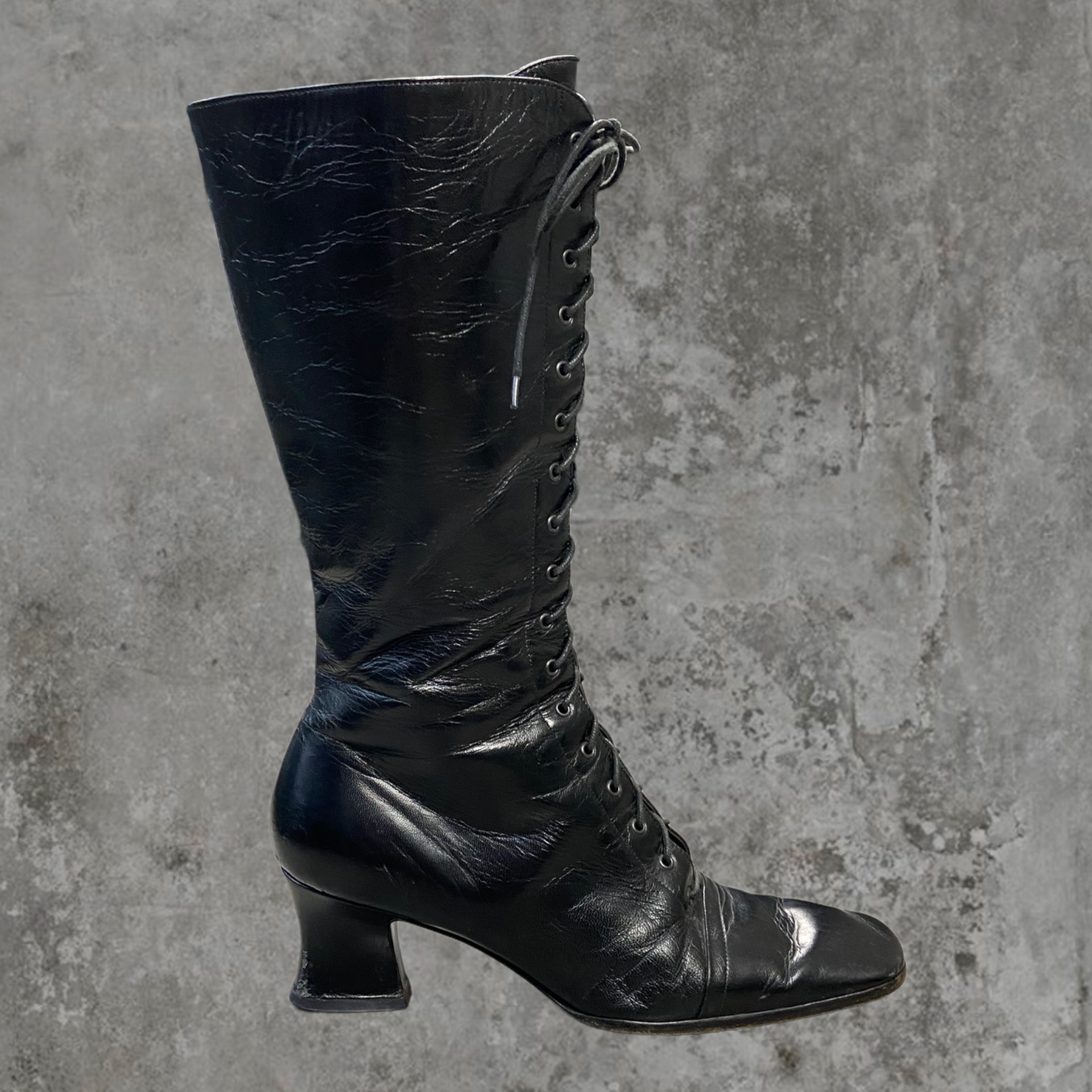 PRADA 1999 LEATHER LACE UP BOOTS - EU 41