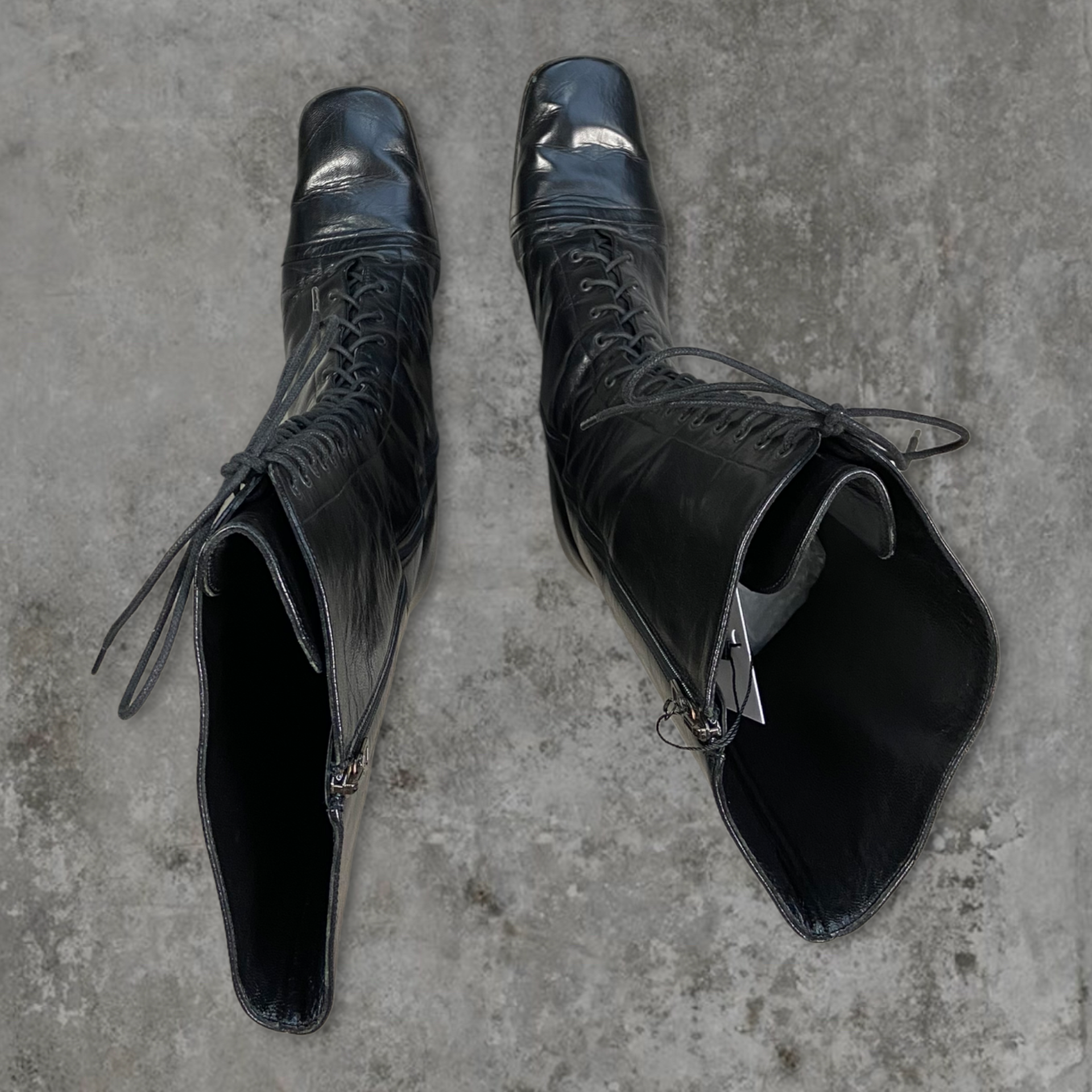 PRADA 1999 LEATHER LACE UP BOOTS - EU 41