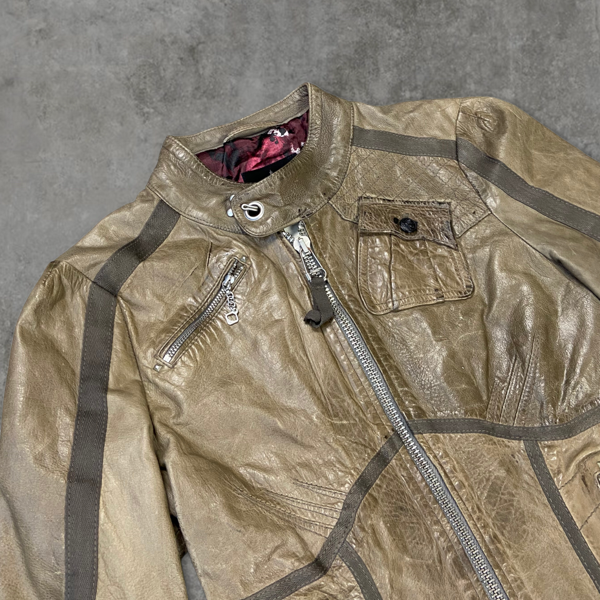 DIESEL CORSET MOTO LEATHER JACKET - S