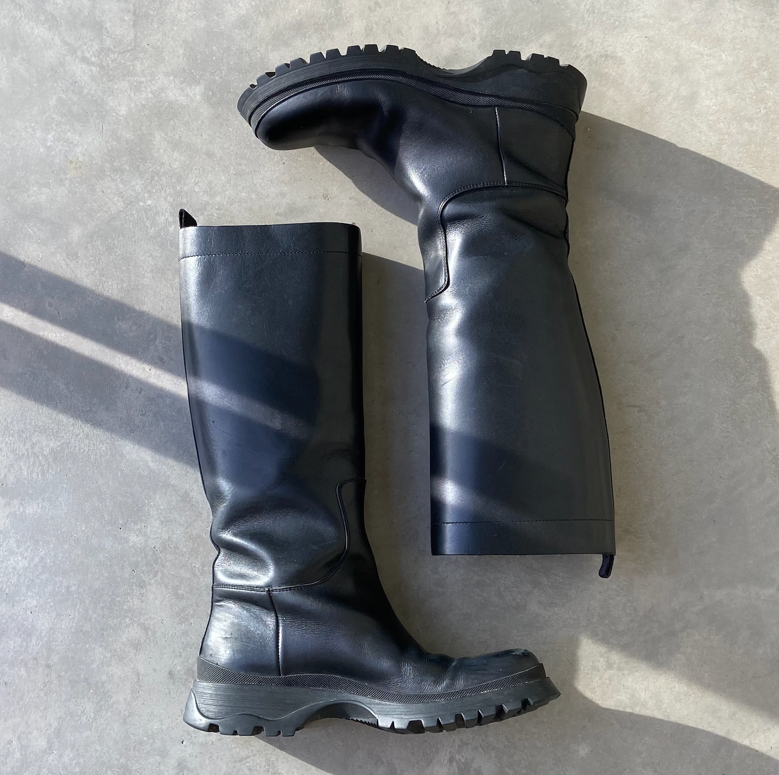 PRADA FW03 COMBAT LUG-SOLE BIKER BOOTS - UK 6