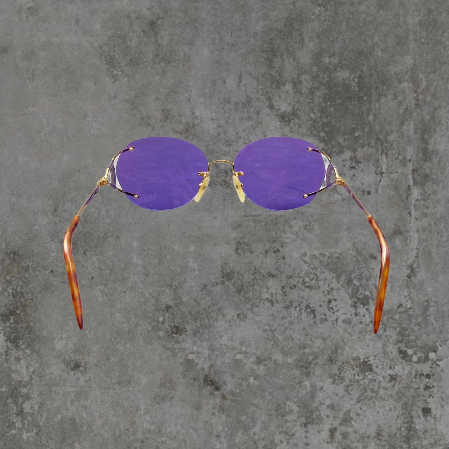 DIOR PURPLE AND GOLD RIMLESS SUNGLASSES
