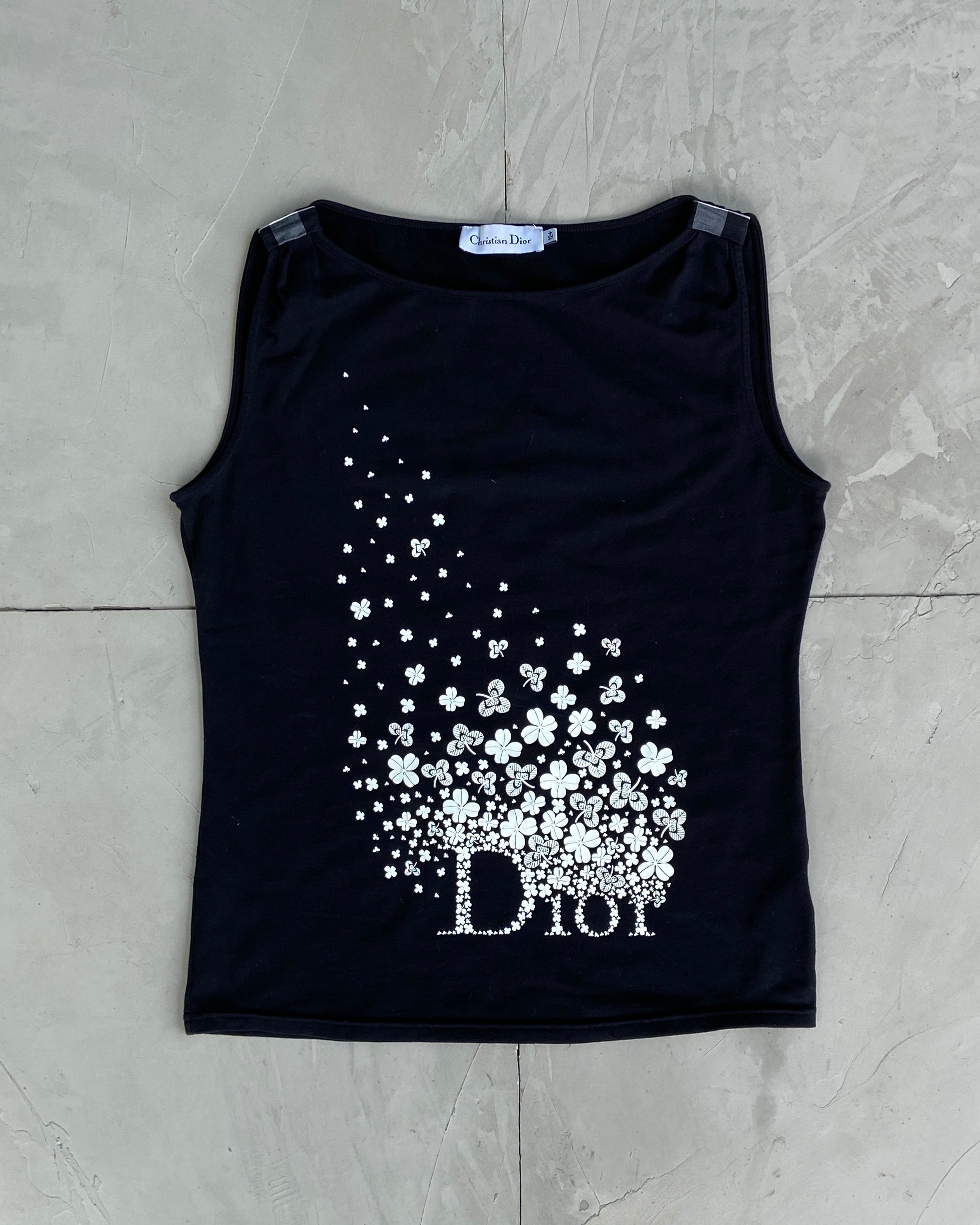 DIOR 2000'S LOGO CLOVER VEST TOP - M