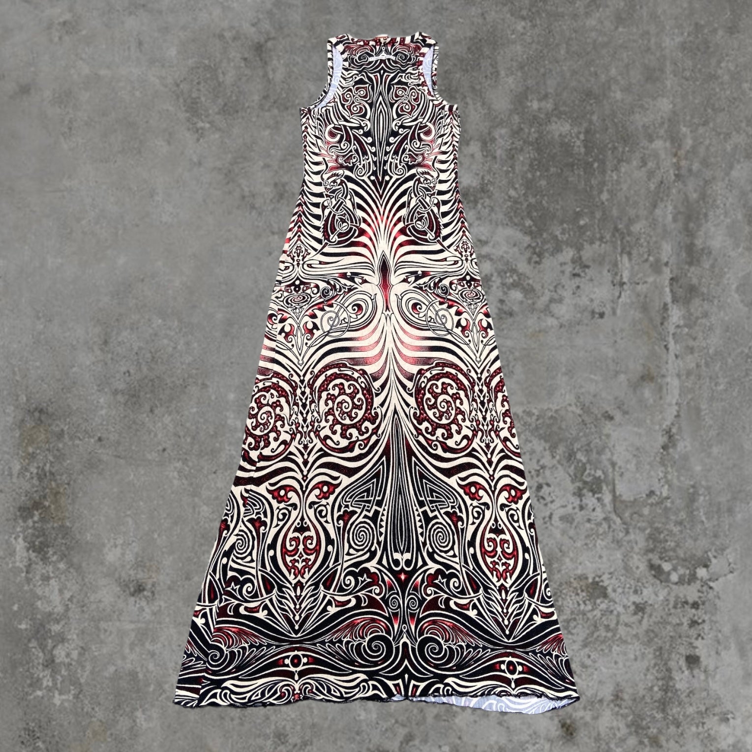 JEAN PAUL GAULTIER SS1996 TRIBAL PRINT MAXI DRESS - M