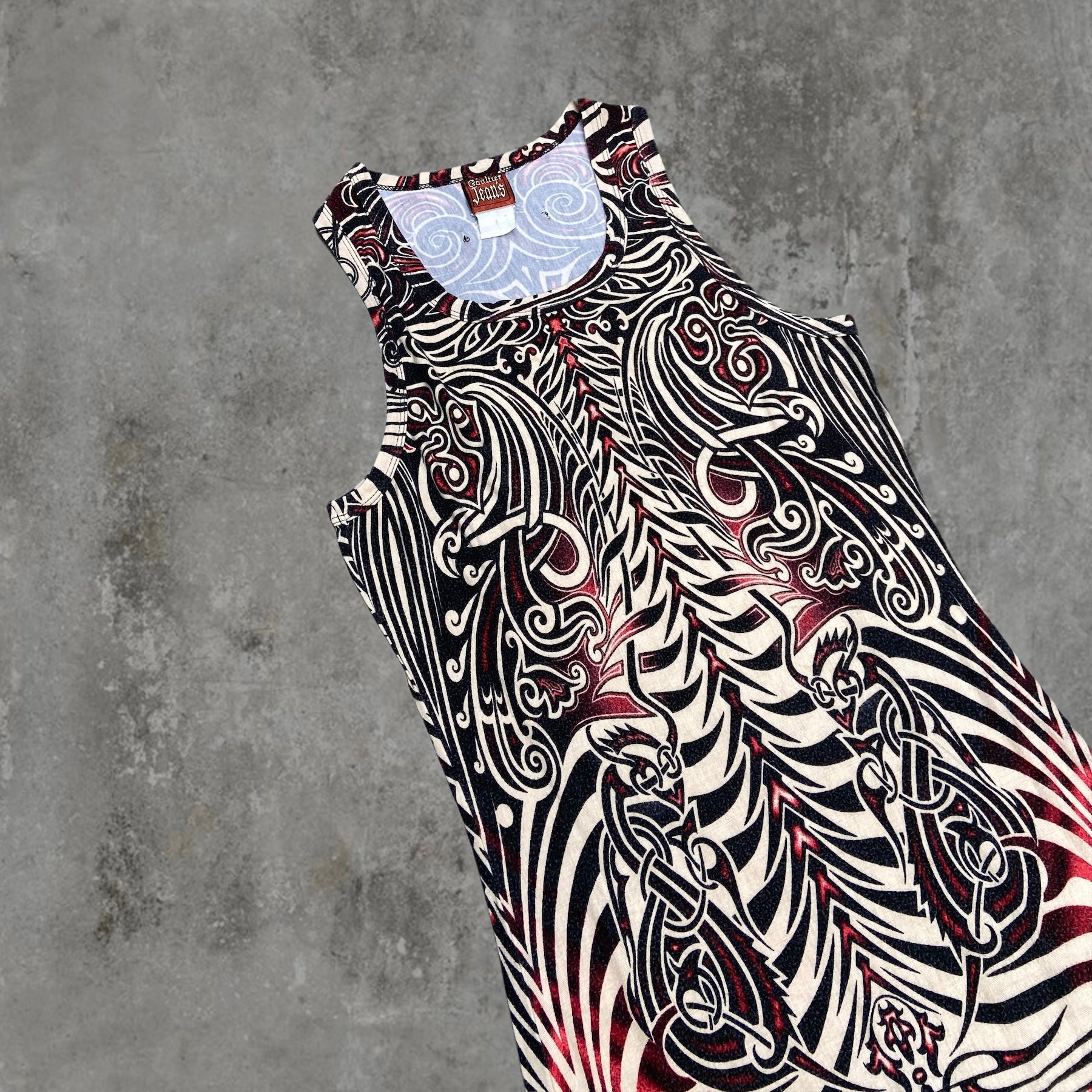 JEAN PAUL GAULTIER SS1996 TRIBAL PRINT MAXI DRESS - M