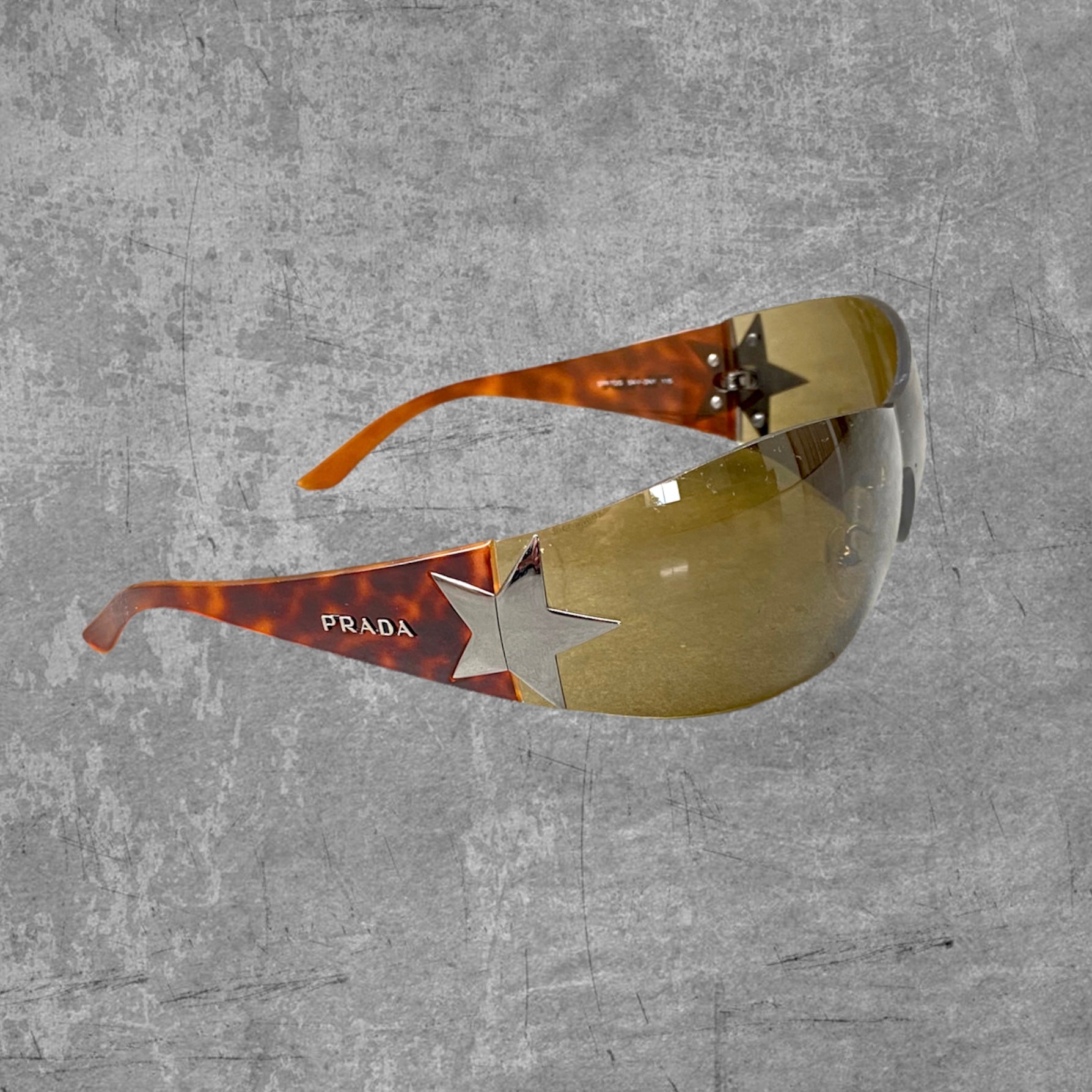 PRADA WRAP AROUND STAR SUNGLASSES - TORTOISE SHELL