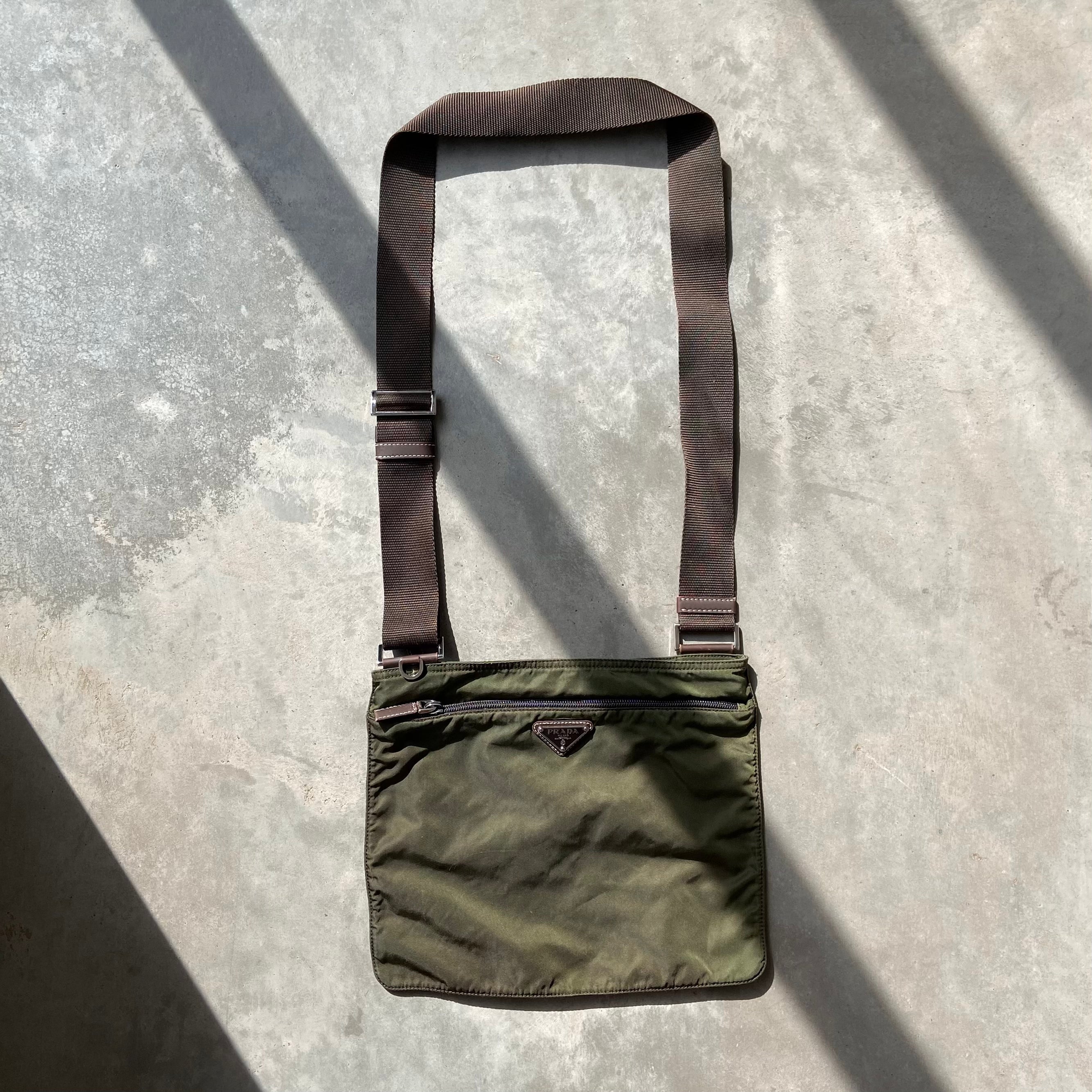 PRADA NYLON CROSS BODY BAG - KHAKI GREEN