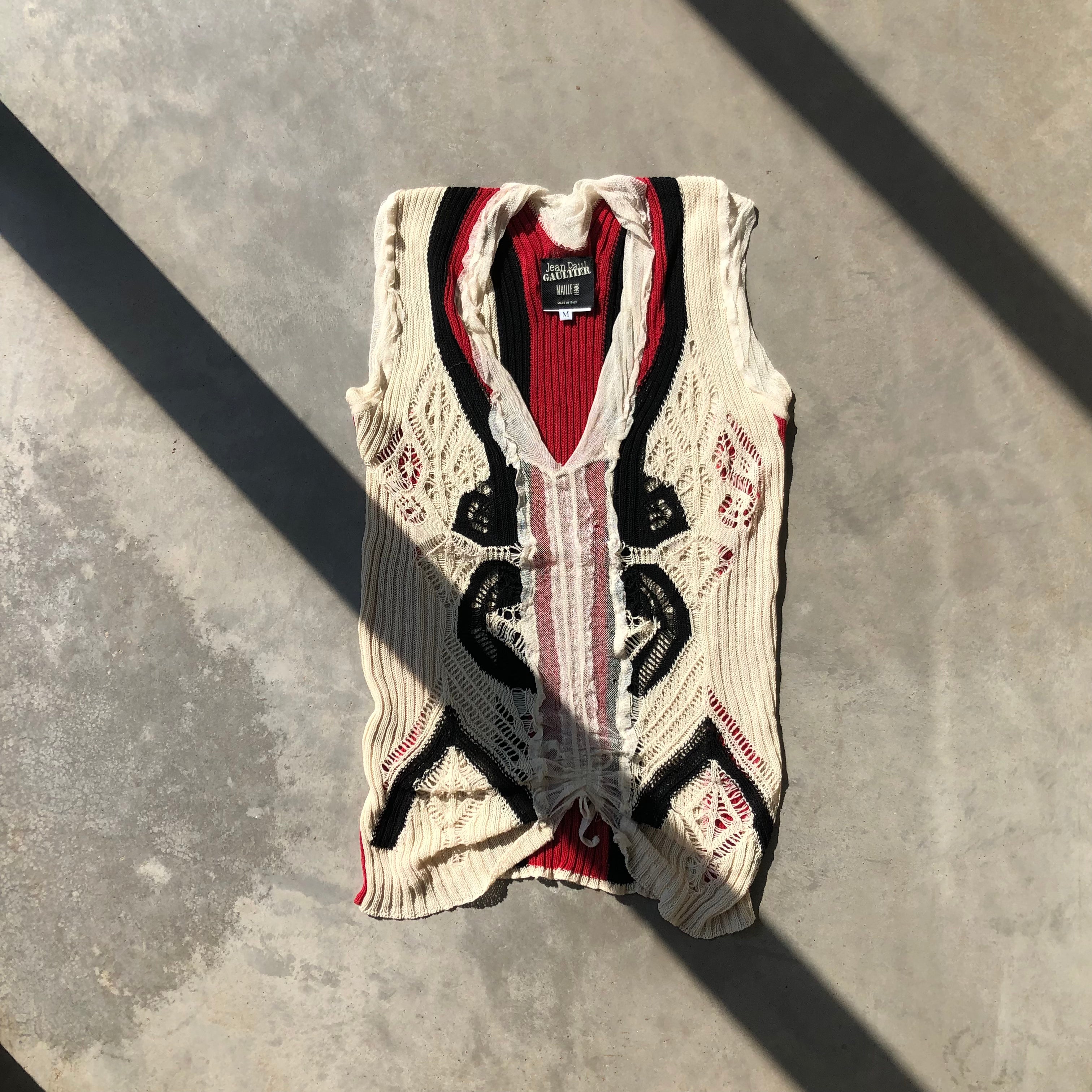 JEAN PAUL GAULTIER LACE VEST TOP - M