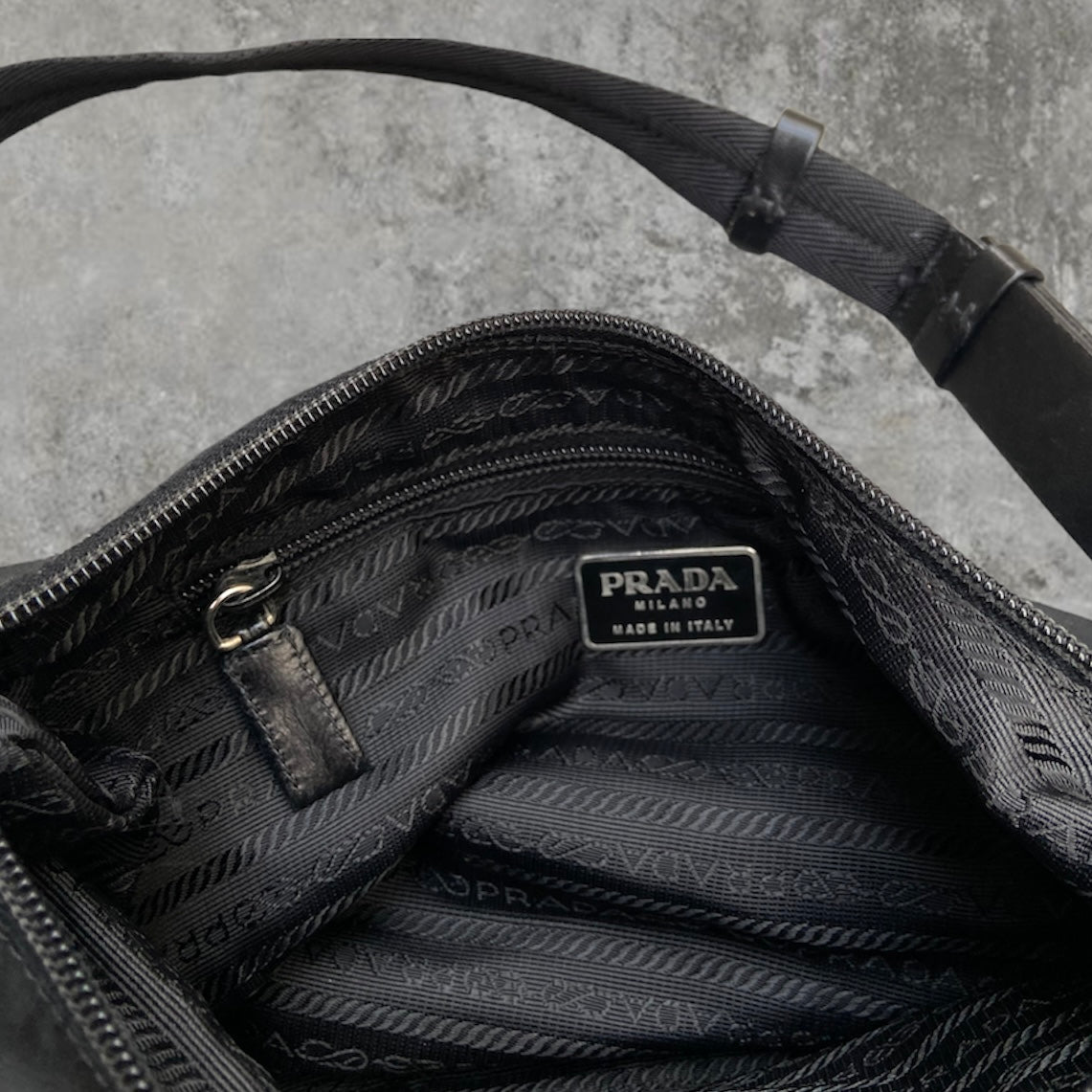 PRADA NYLON SHOULDER BAG - BLACK