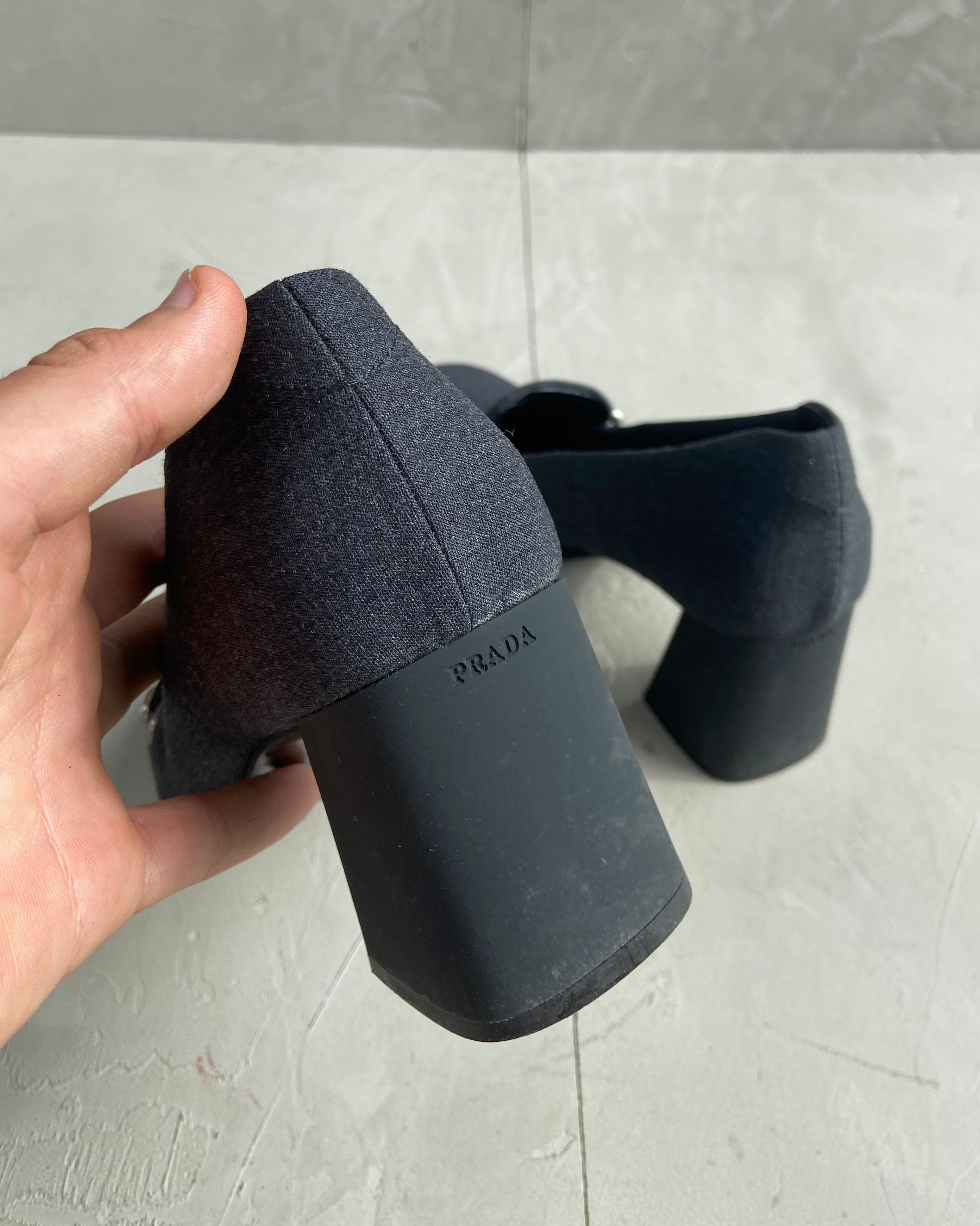 PRADA AW1999 TECH BLOCK LOAFER HEELS - EU 38 / UK 5