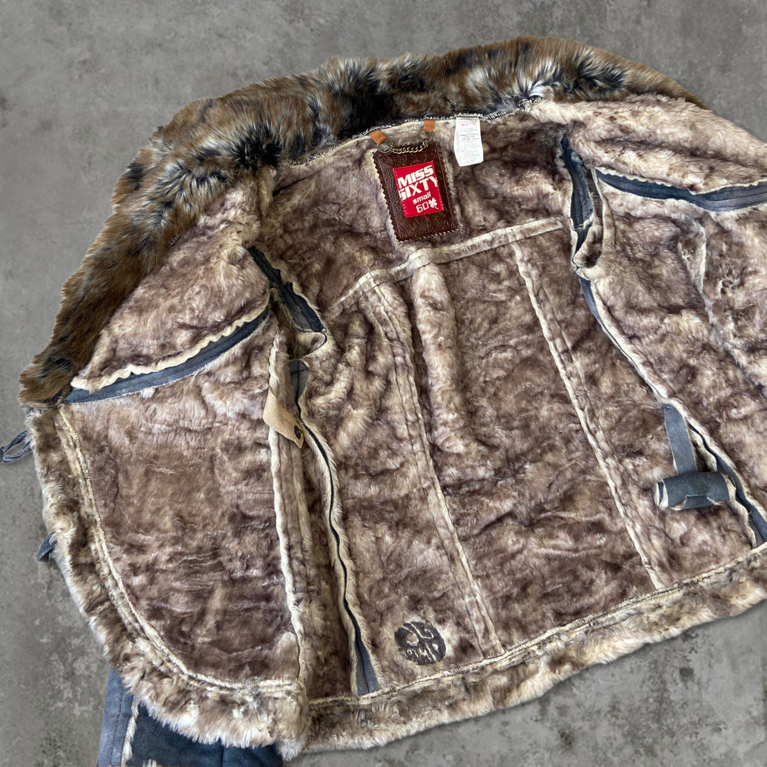 MISS SIXTY FAUX FUR & SUEDE COAT - S