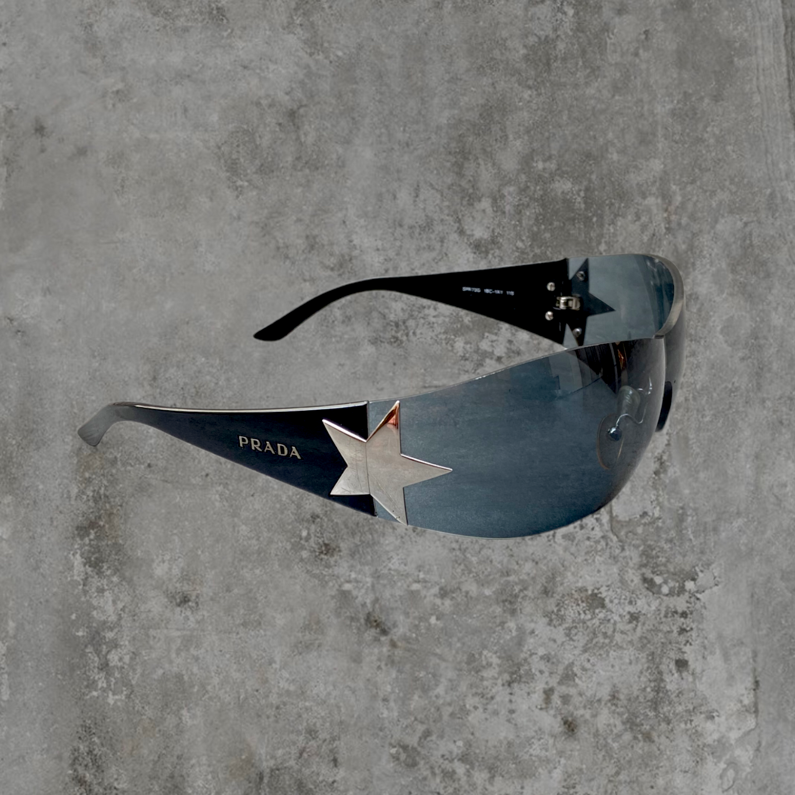 PRADA WRAP AROUND STAR SUNGLASSES - BLACK