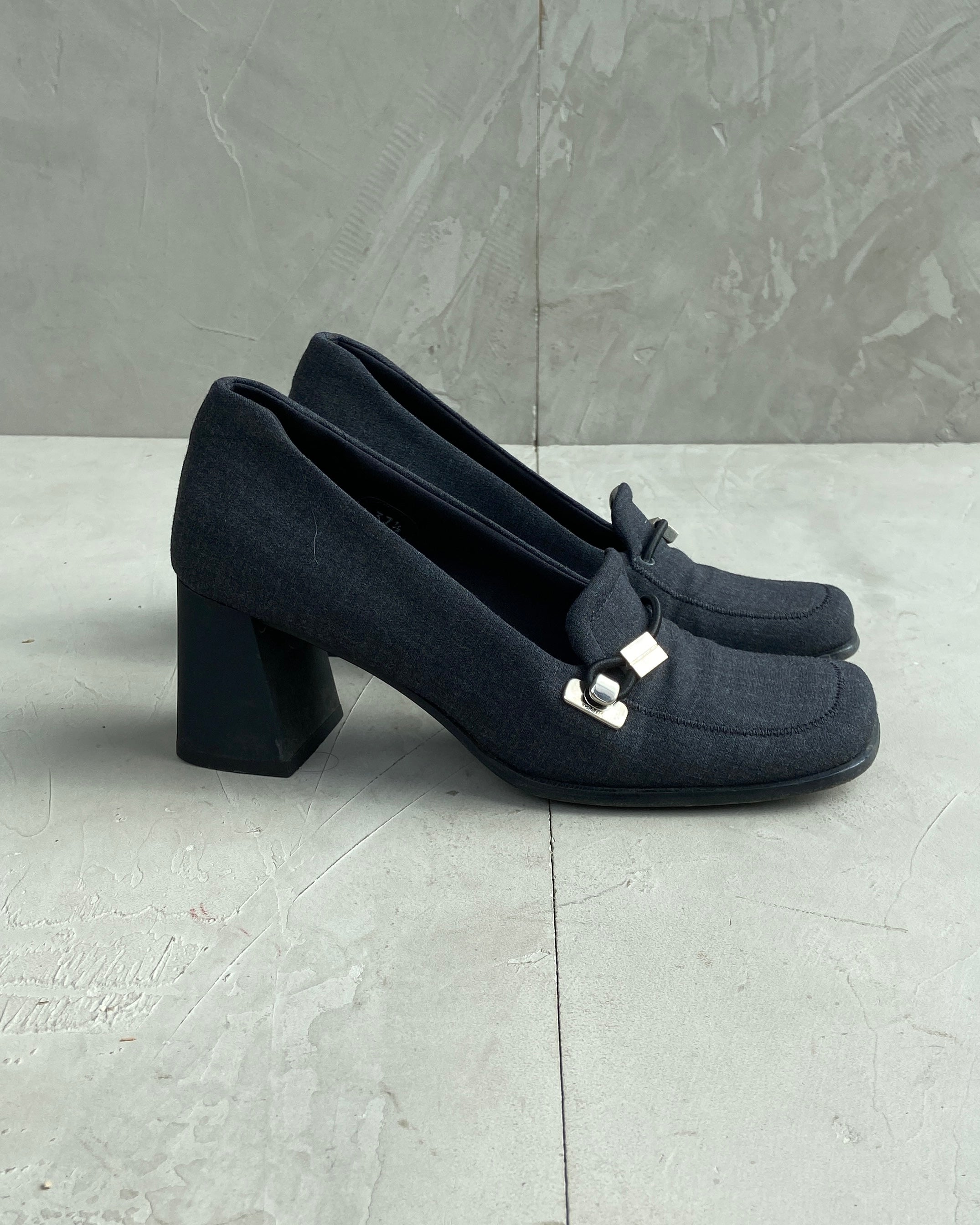 PRADA AW1999 TECH BLOCK LOAFER HEELS - EU 38 / UK 5