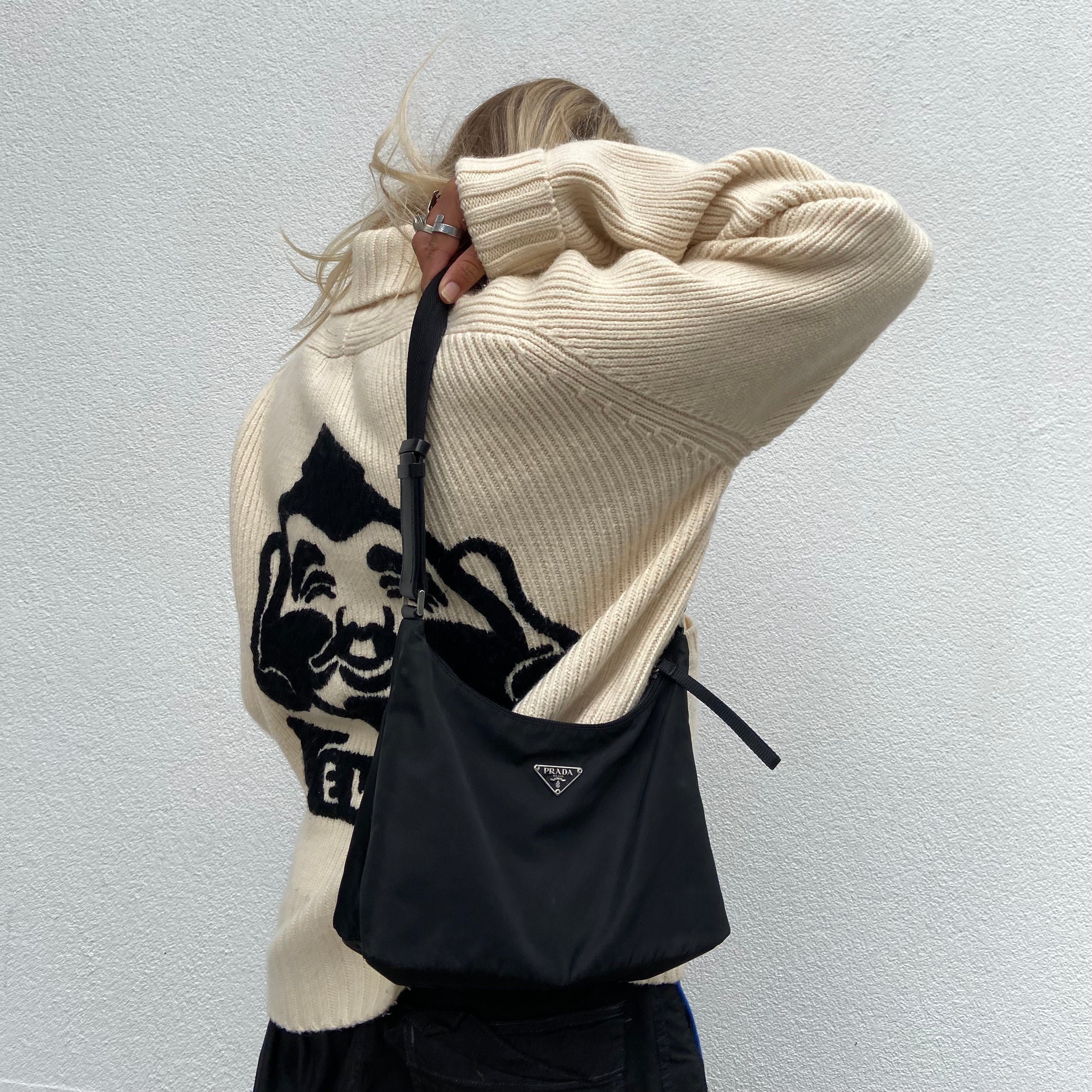 PRADA NYLON SHOULDER BAG - BLACK