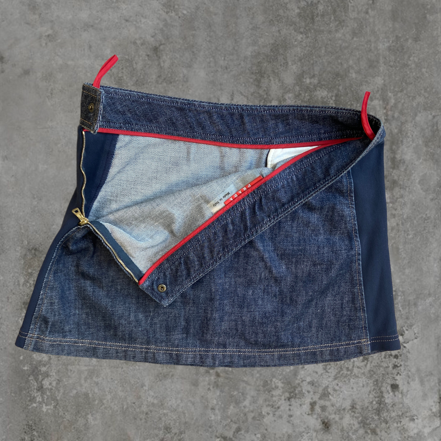 PRADA SPORT DENIM & NYLON MINI SKIRT - M