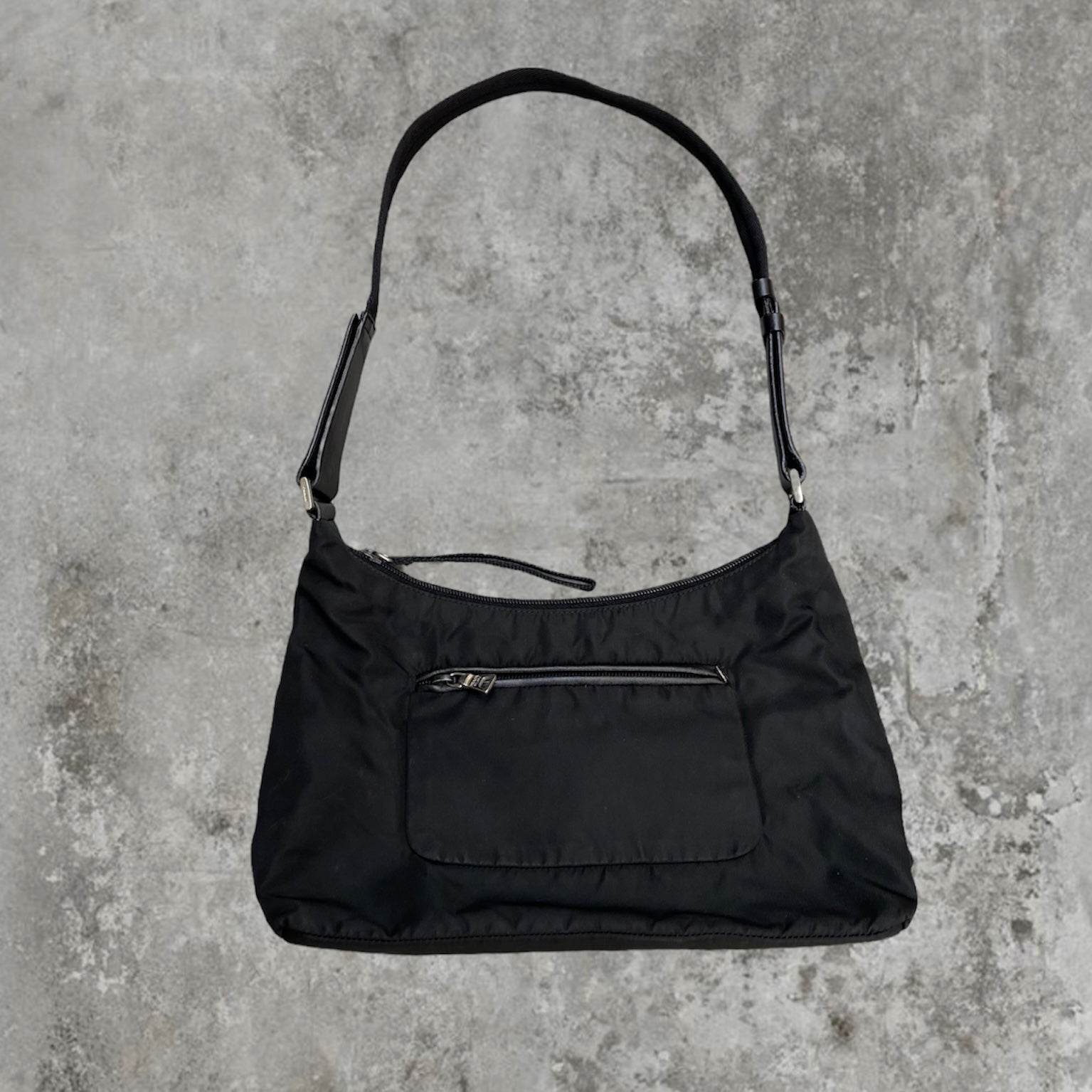 PRADA NYLON SHOULDER BAG - BLACK