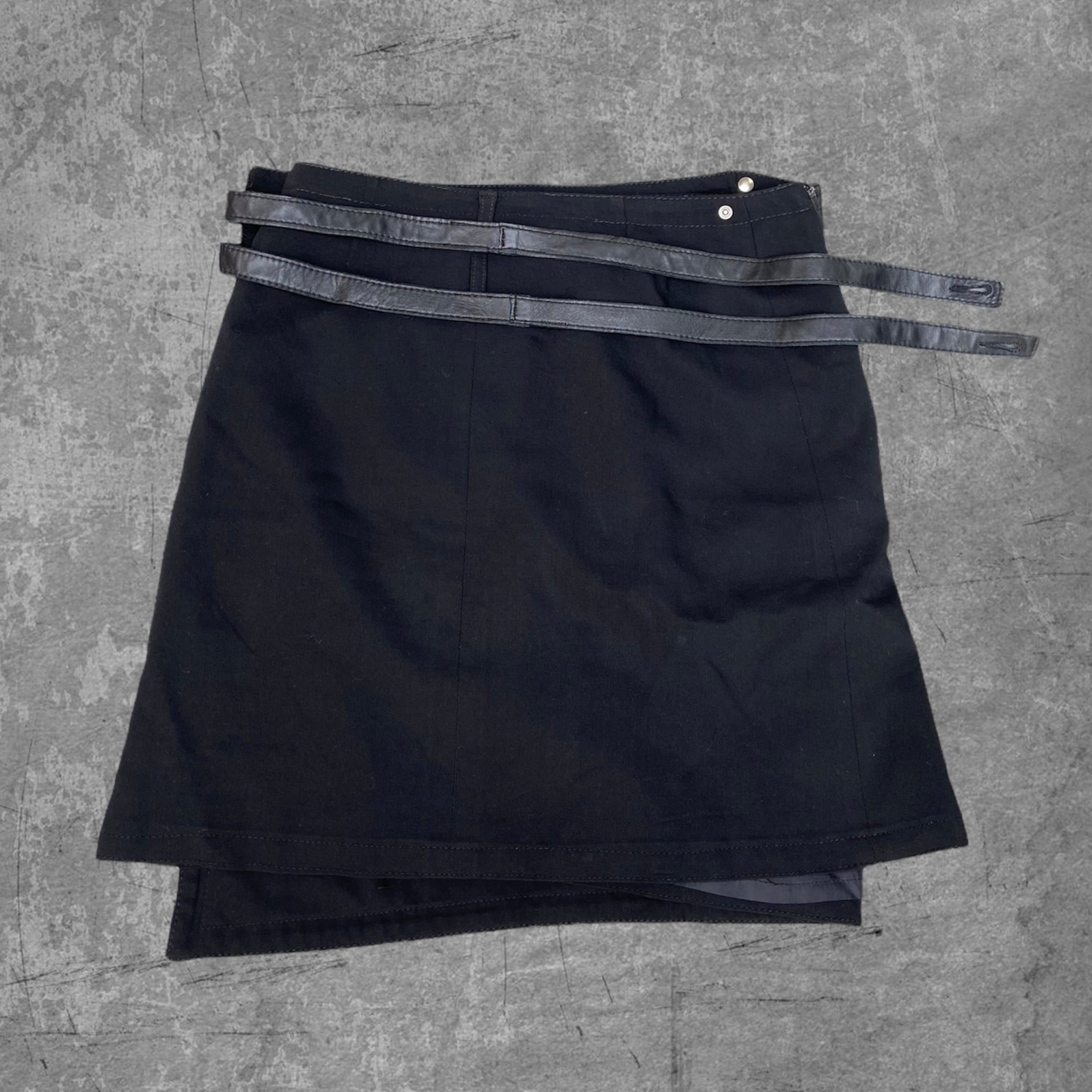 DIRK BIKKEMBERGS WRAP LEATHER MINI SKIRT - S