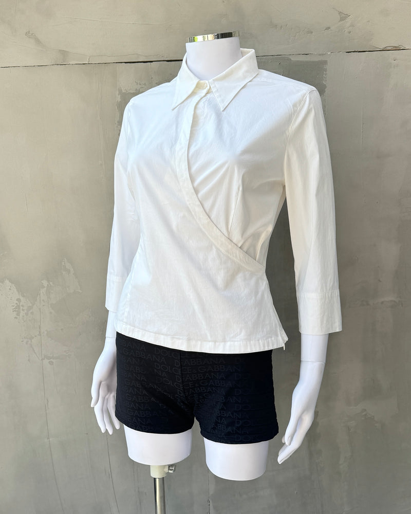 MAX MARA ASYMMETRIC WHITE SHIRT TOP