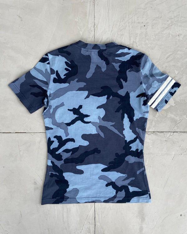 CHRISTIAN DIOR 2000'S BLUE CAMO TOP - S/M