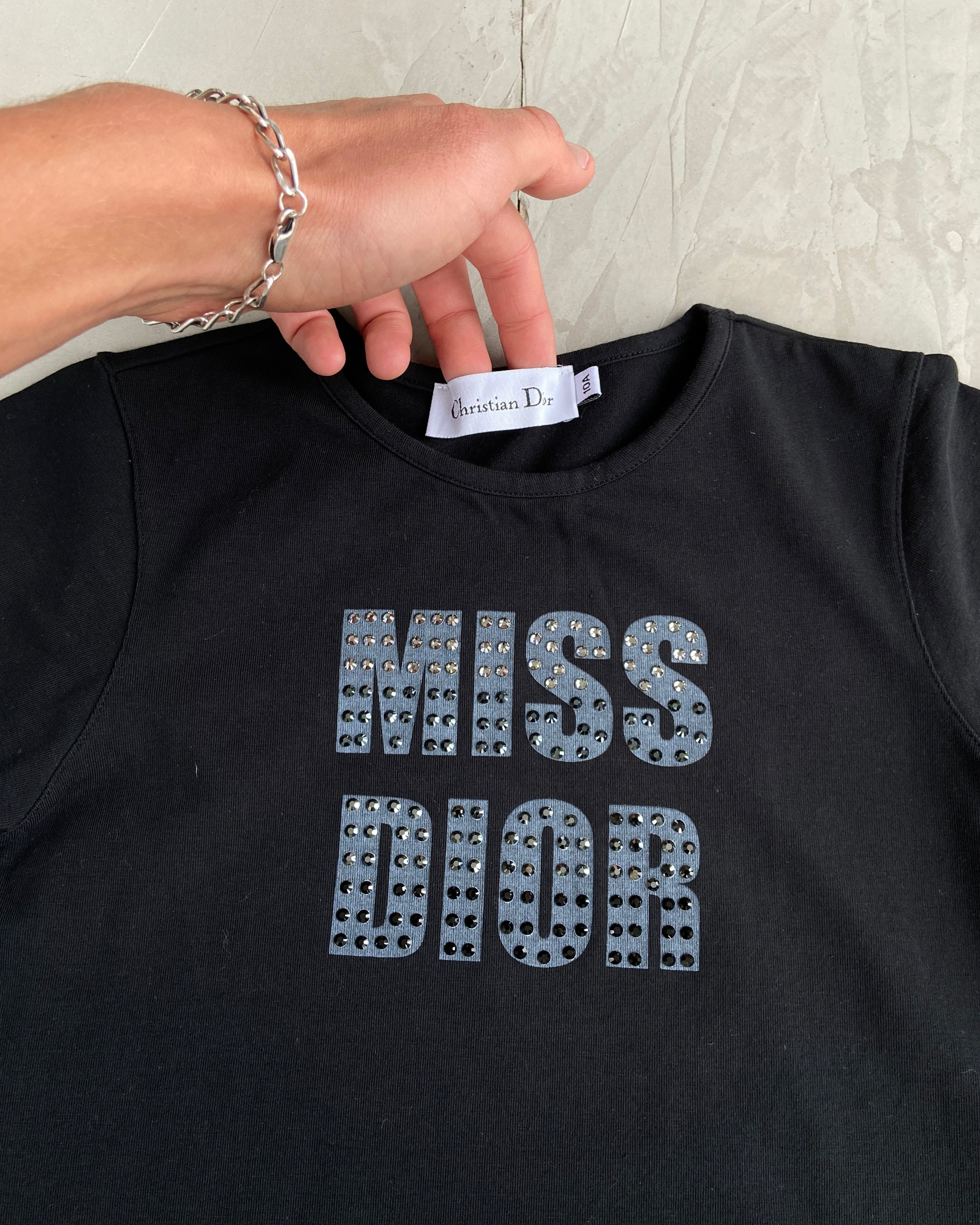 CHRISTIAN DIOR "MISS DIOR" RHINESTONED TOP - XS/S
