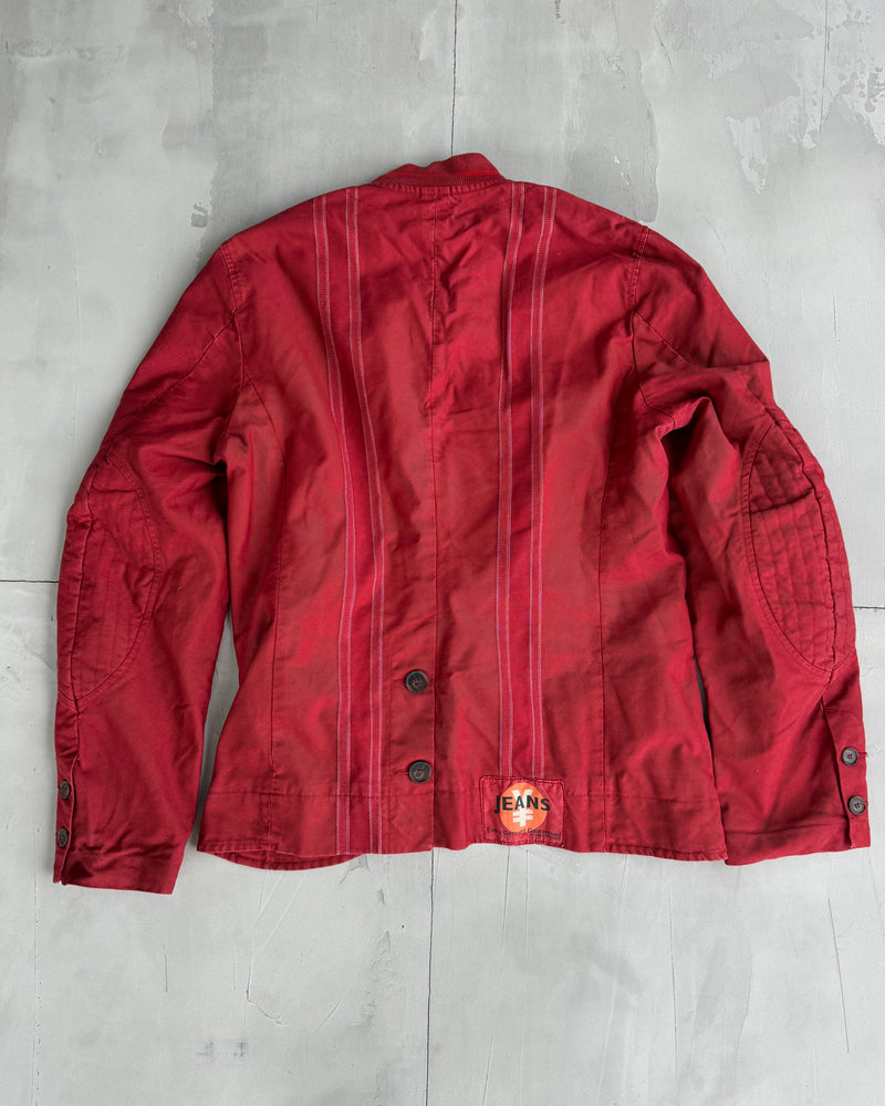 MICHIKO KOSHINO RED COTTON ASYMMETRIC JACKET - M