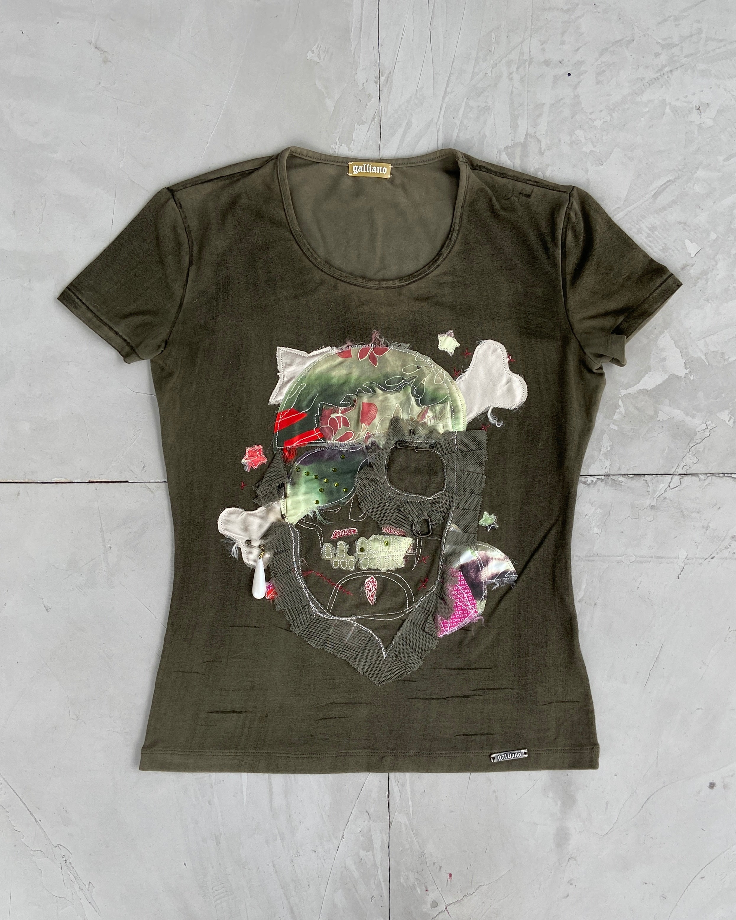 JOHN GALLIANO 2000'S TEXTURED SKULL TOP - L