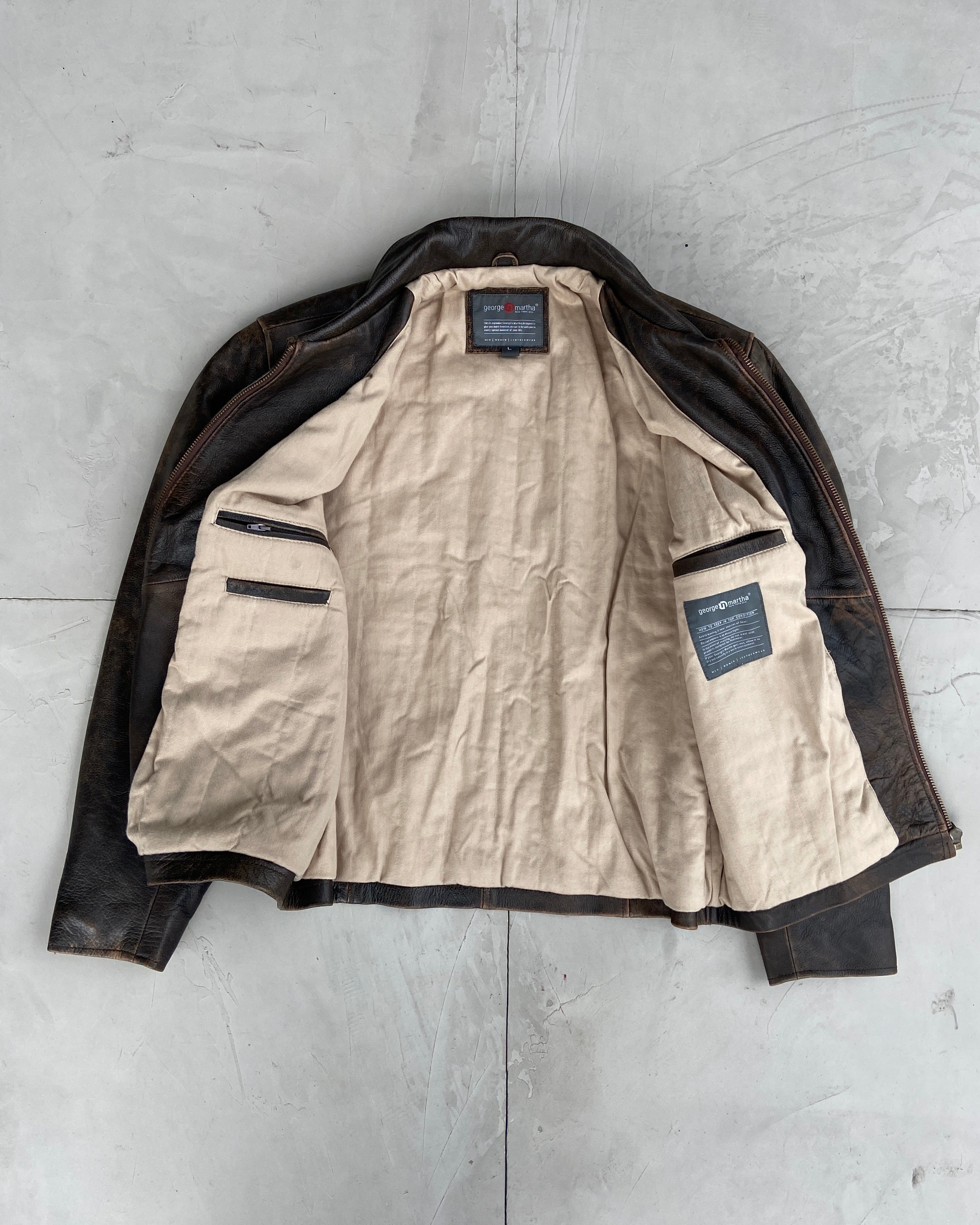 90'S MINIMAL LEATHER JACKET - L