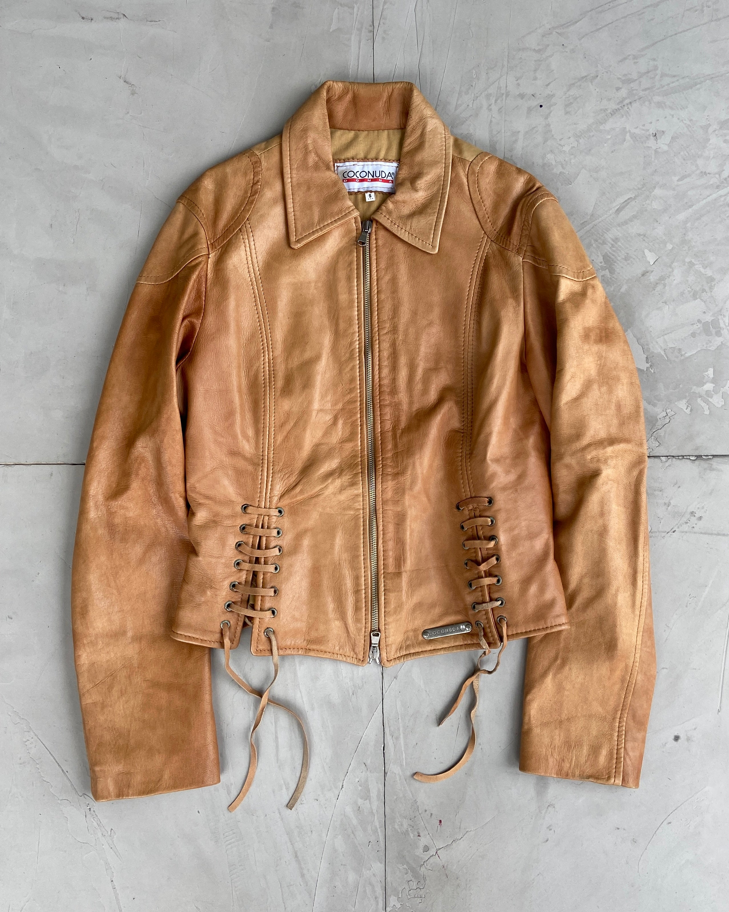 COCONUDA LEATHER LACE UP JACKET - S